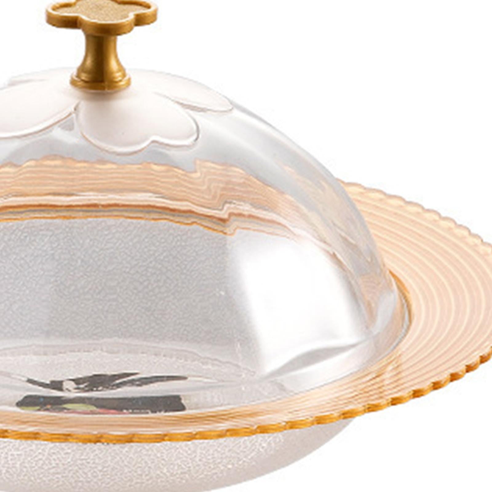 Serving Tray with Lid Cover Modern Portable Round Platter Snack Dessert Tray M