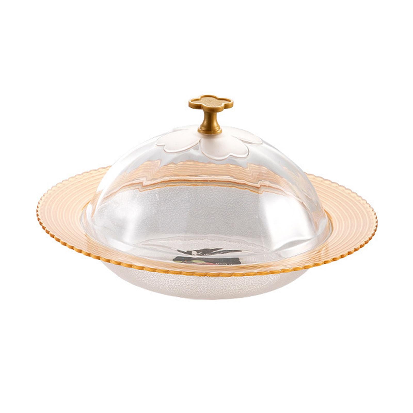 Serving Tray with Lid Cover Modern Portable Round Platter Snack Dessert Tray M