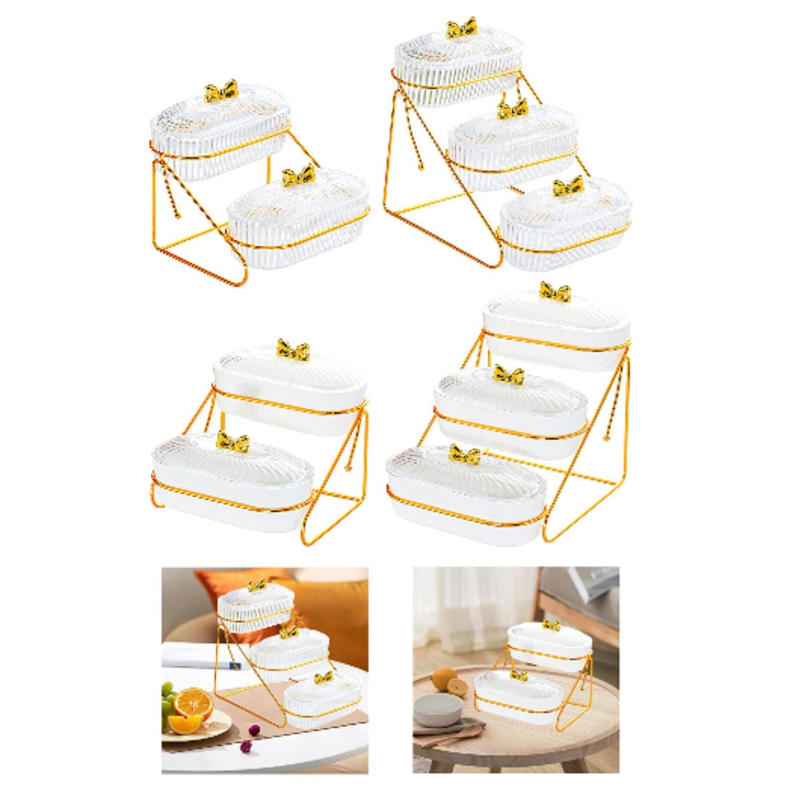 Serving Tray Easy to Clean Stylish Food Container for Snacks Cookies Dessert 2 Layers Transparent