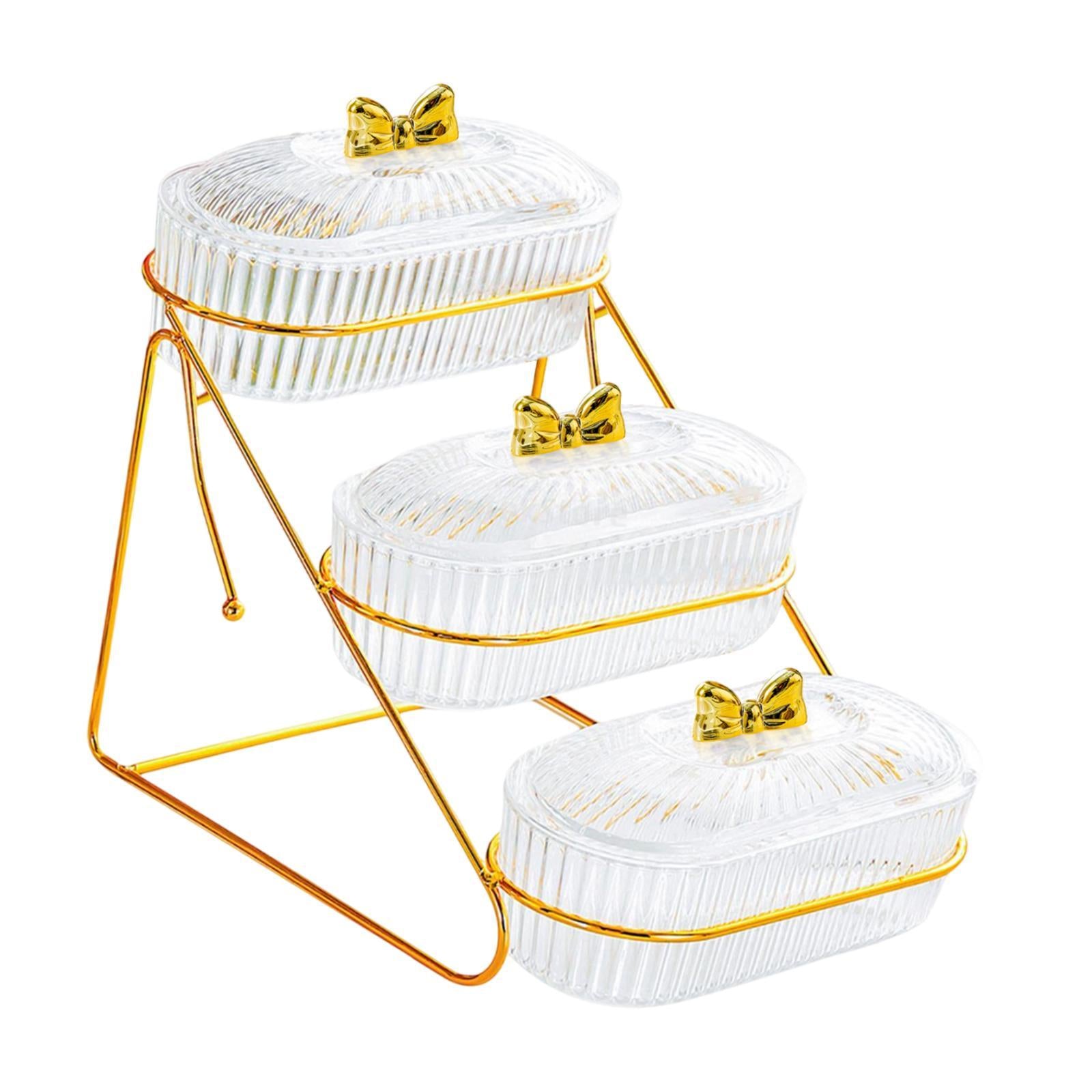 Serving Tray Easy to Clean Stylish Food Container for Snacks Cookies Dessert 3 Layers Transparent