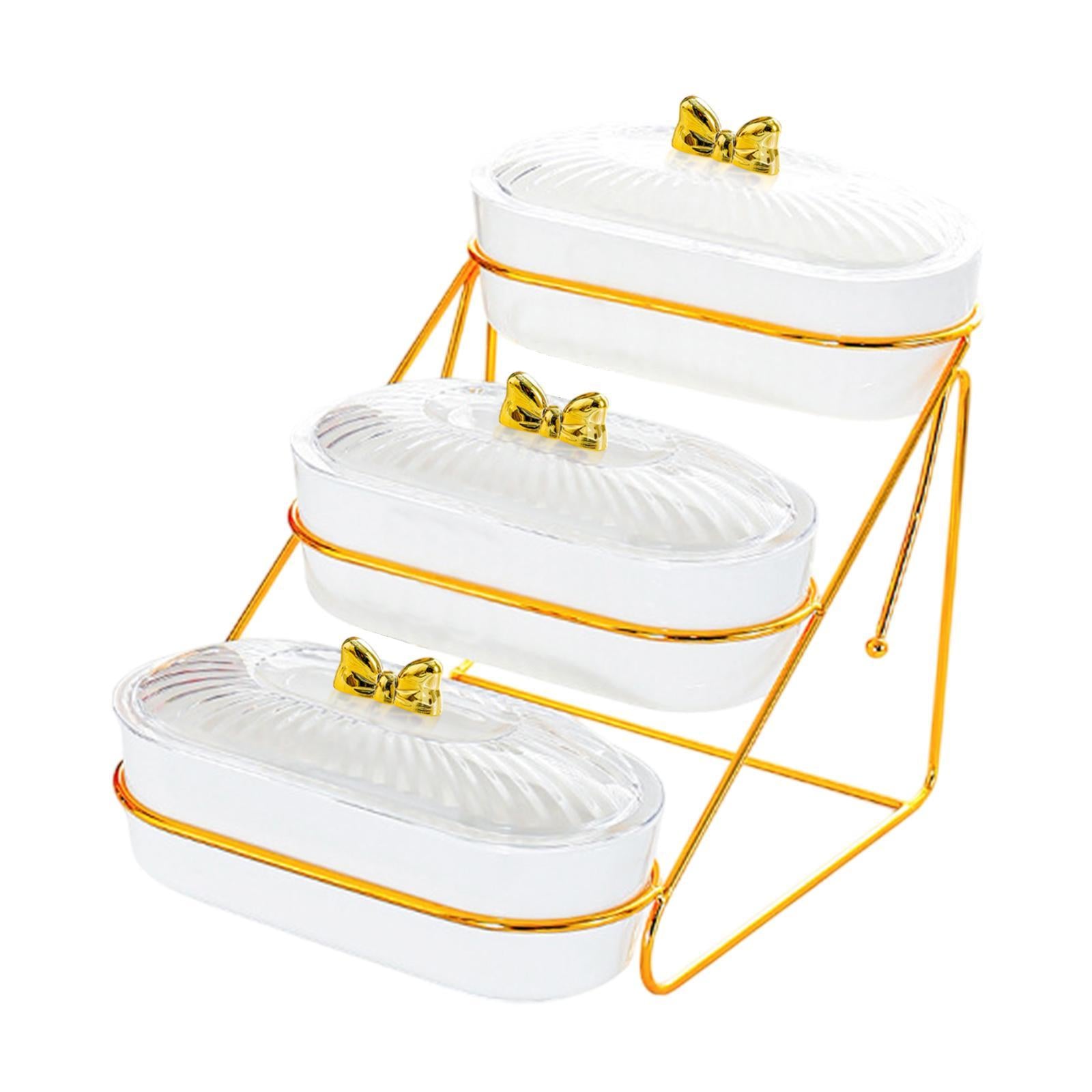 Serving Tray Easy to Clean Stylish Food Container for Snacks Cookies Dessert 3 Layers White