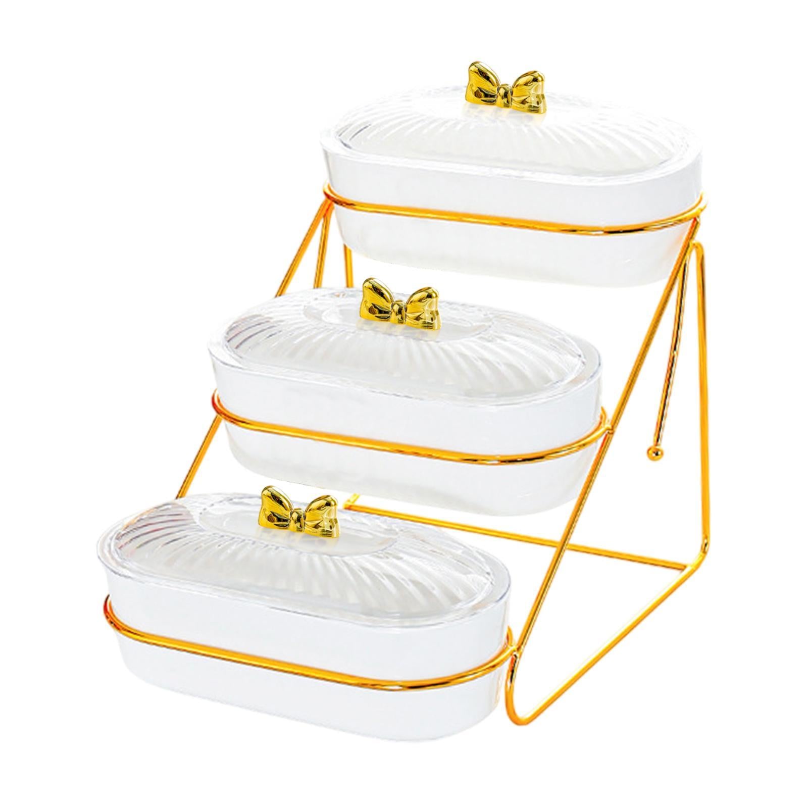 Serving Tray Easy to Clean Stylish Food Container for Snacks Cookies Dessert 3 Layers White