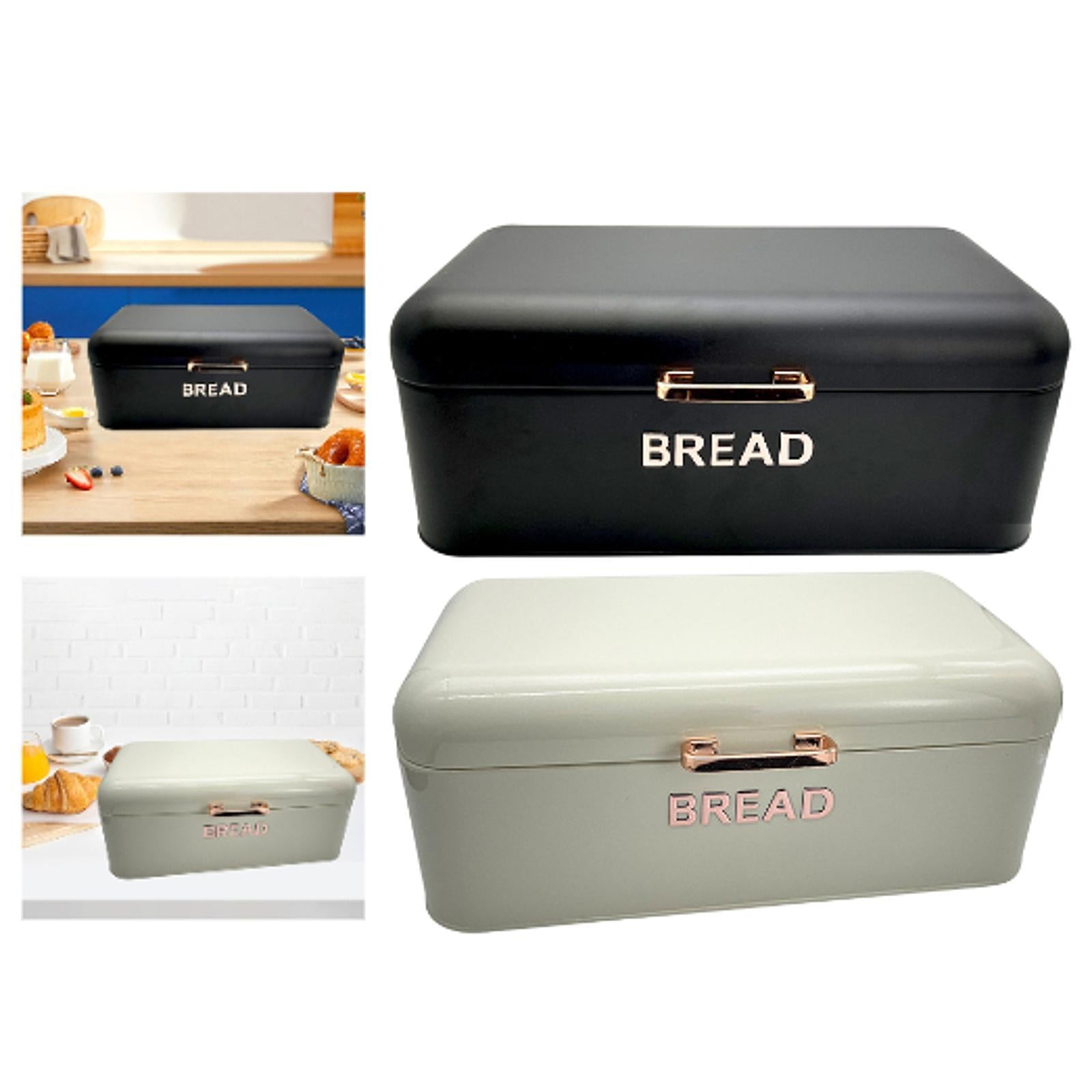 Bread Box for Kitchen Counter Organizer Breadbox for Pantry Biscuit Counters Black
