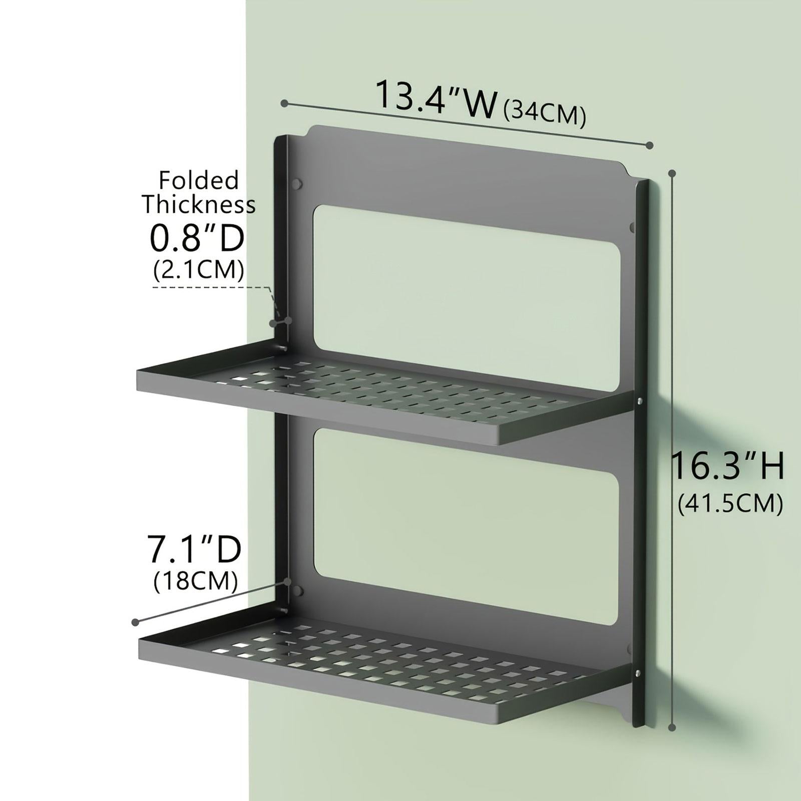 Floating Wall Shelves Folding 2 Tier Wall Shelf for Kitchen Balcony Bathroom