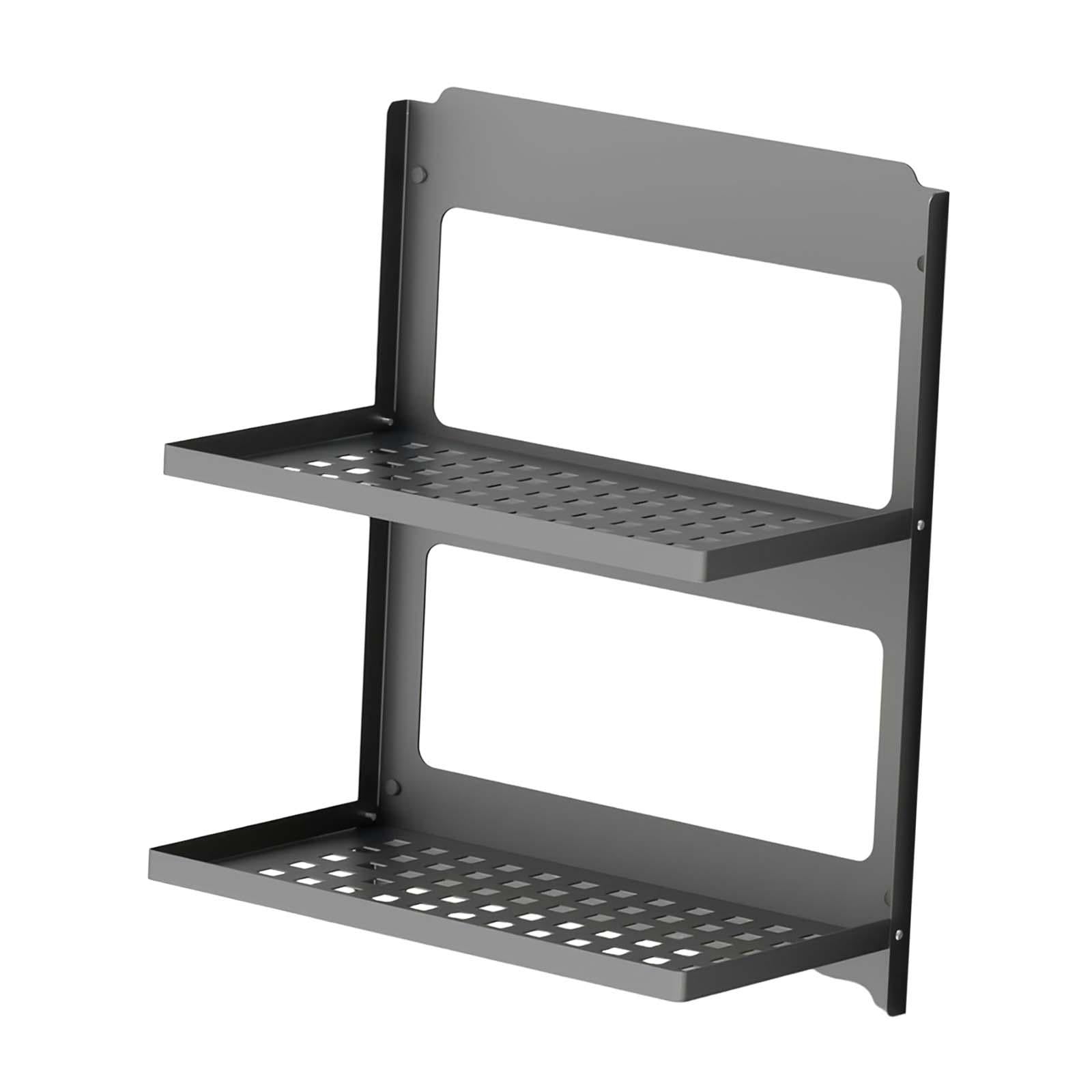 Floating Wall Shelves Folding 2 Tier Wall Shelf for Kitchen Balcony Bathroom