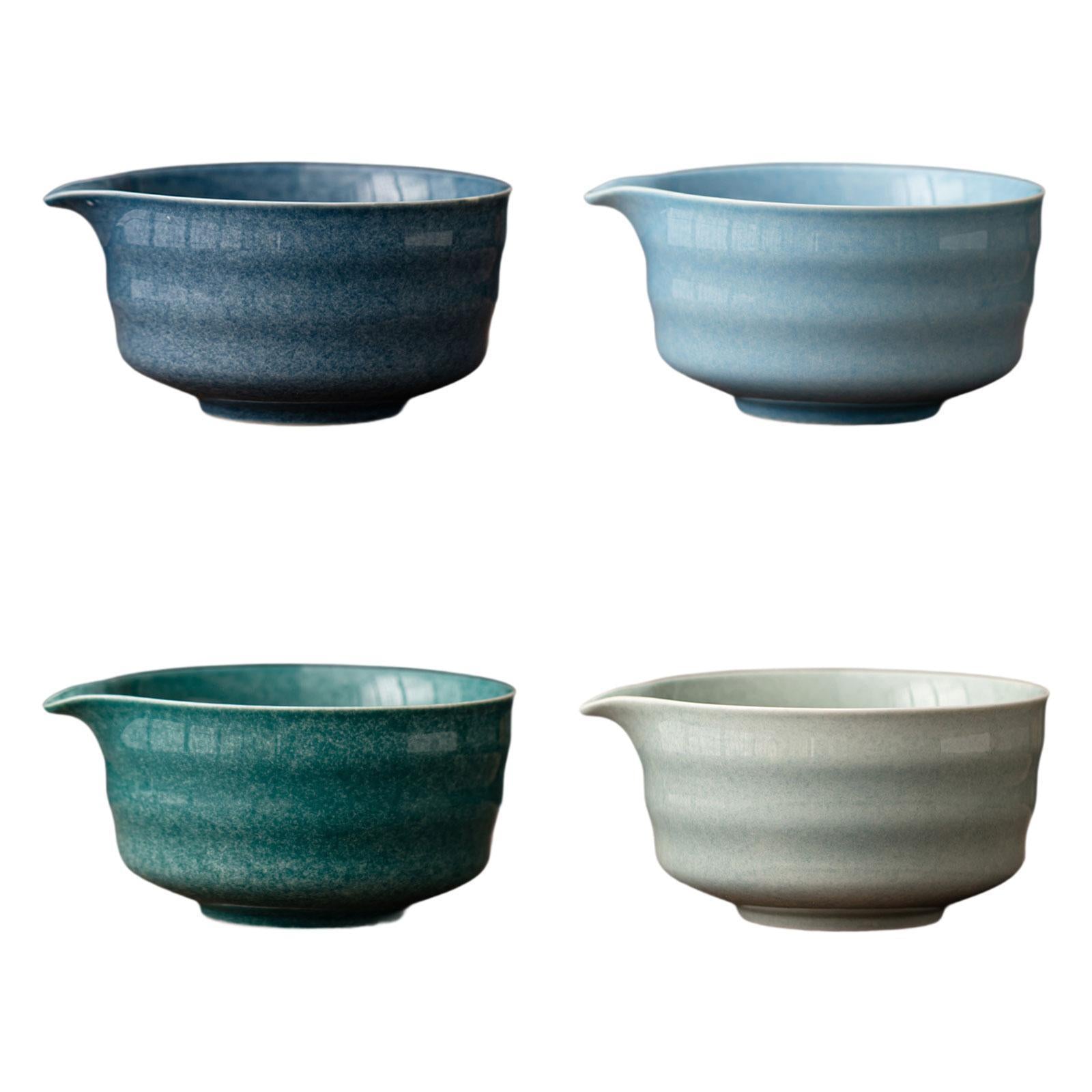 Ceramic Matcha Bowl Craft Porcelain Tea Bowl for Living Room Kitchen Desktop Dark Blue