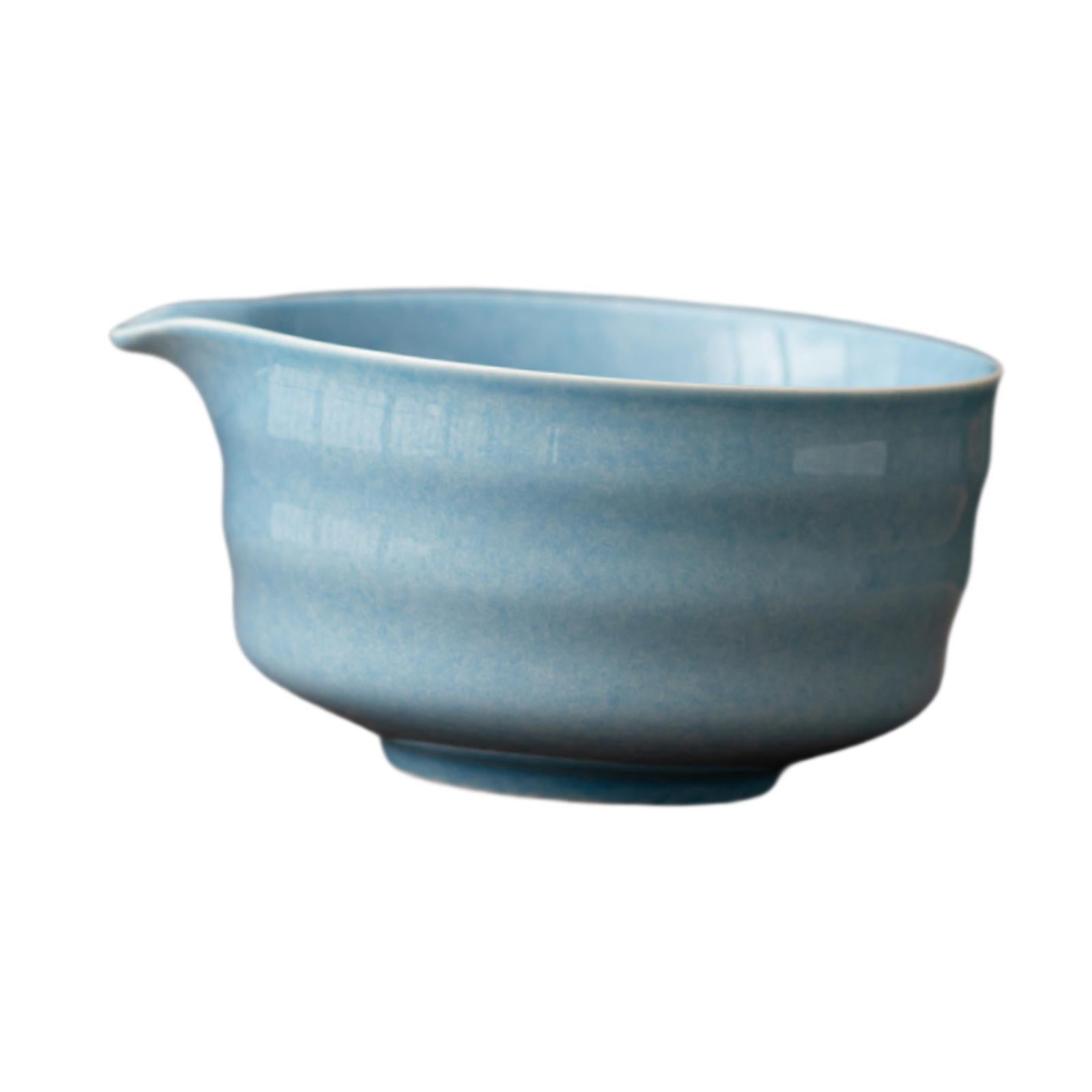Ceramic Matcha Bowl Craft Porcelain Tea Bowl for Living Room Kitchen Desktop Blue