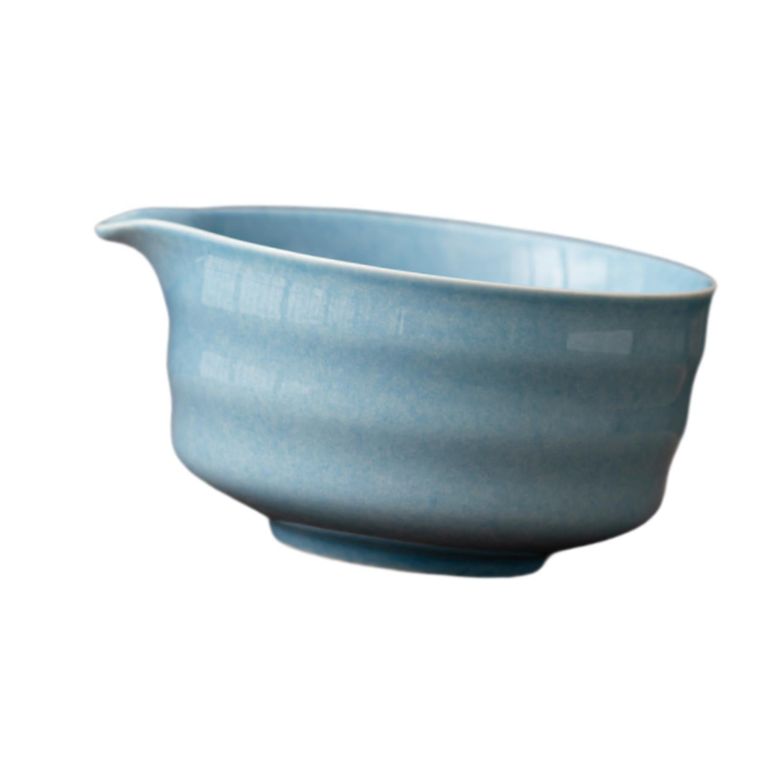 Ceramic Matcha Bowl Craft Porcelain Tea Bowl for Living Room Kitchen Desktop Blue