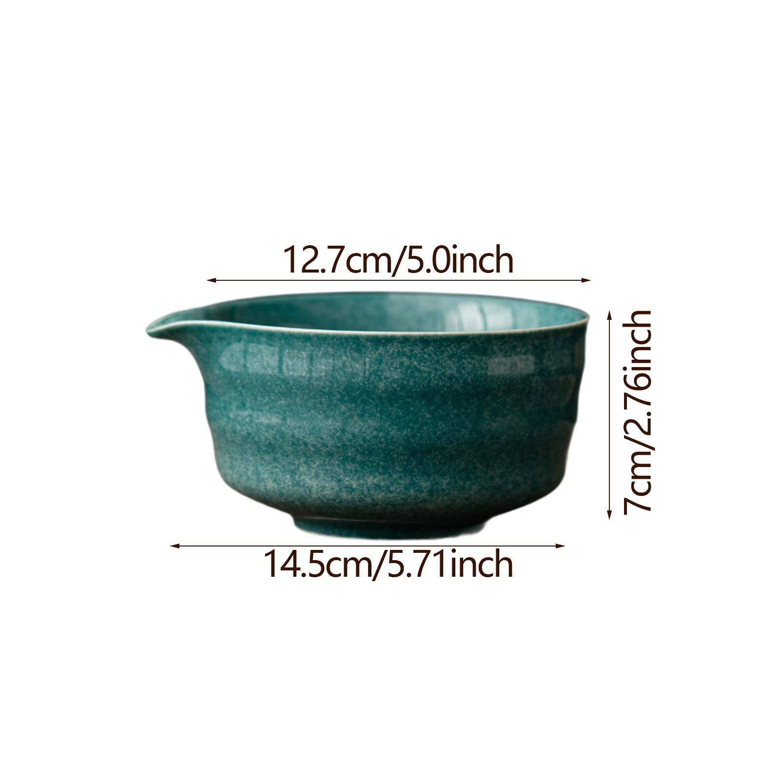 Ceramic Matcha Bowl Craft Porcelain Tea Bowl for Living Room Kitchen Desktop Dark Green