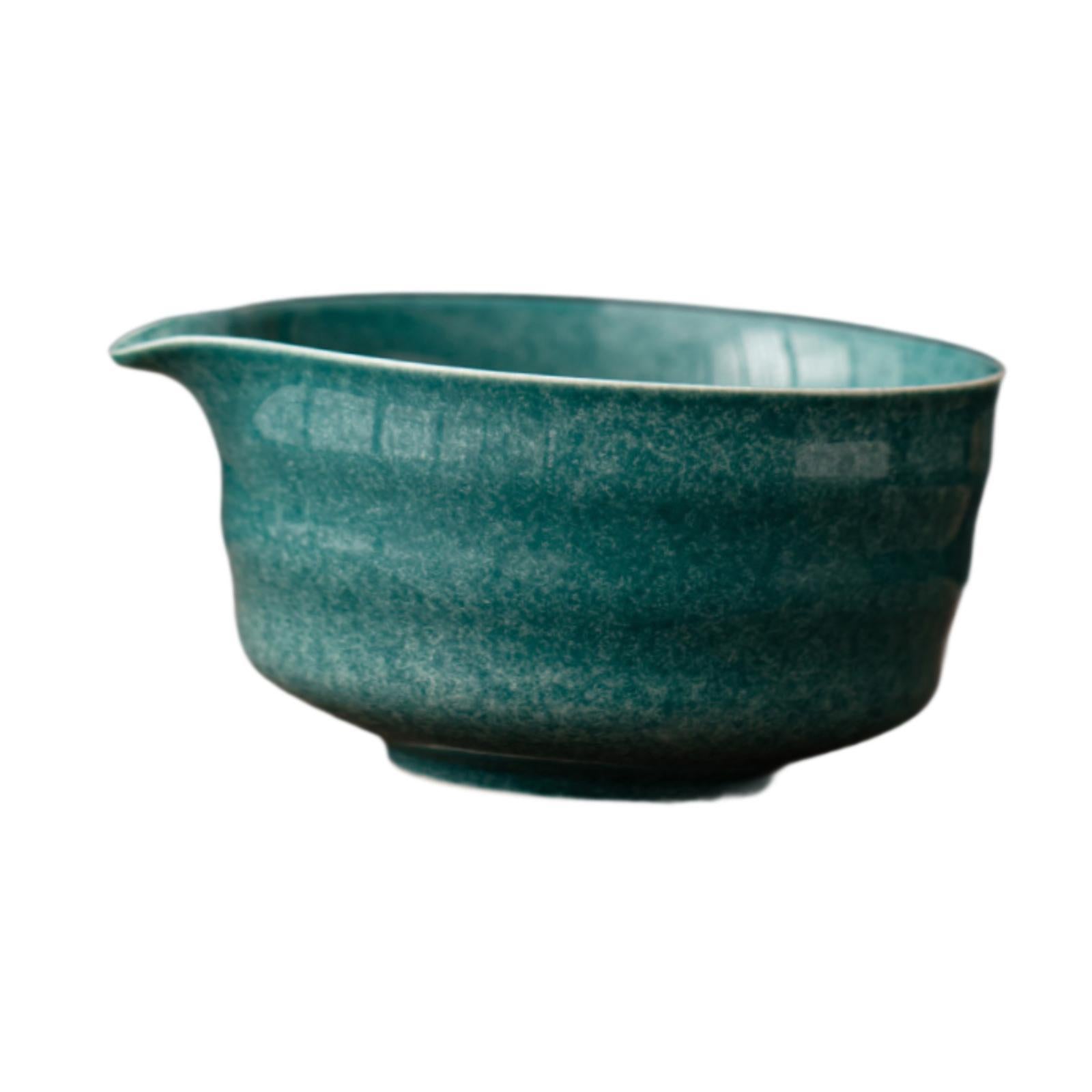 Ceramic Matcha Bowl Craft Porcelain Tea Bowl for Living Room Kitchen Desktop Dark Green