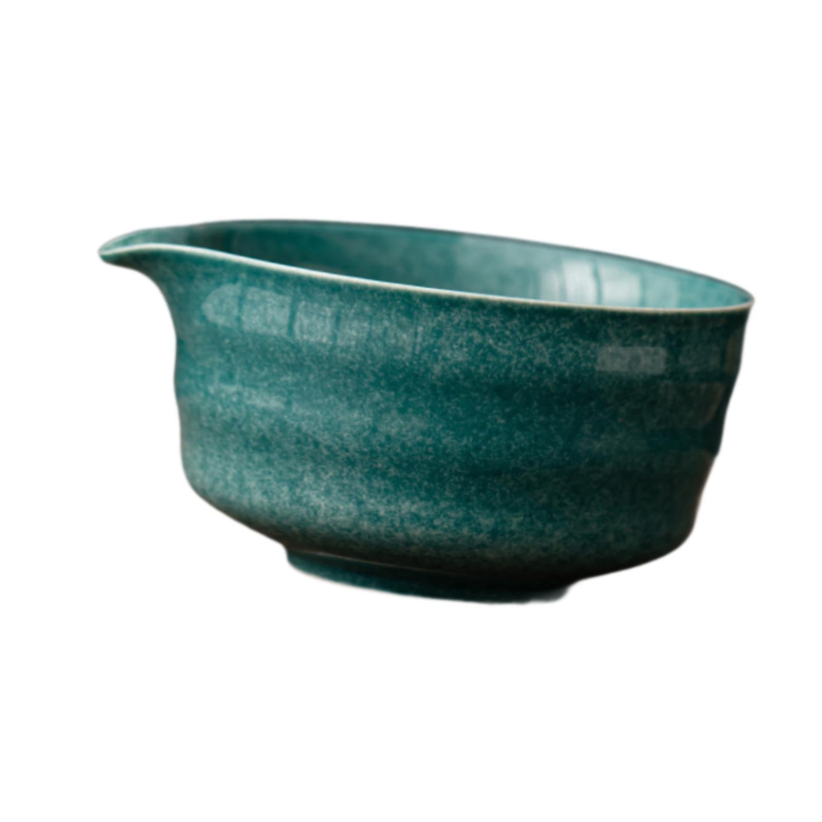 Ceramic Matcha Bowl Craft Porcelain Tea Bowl for Living Room Kitchen Desktop Dark Green