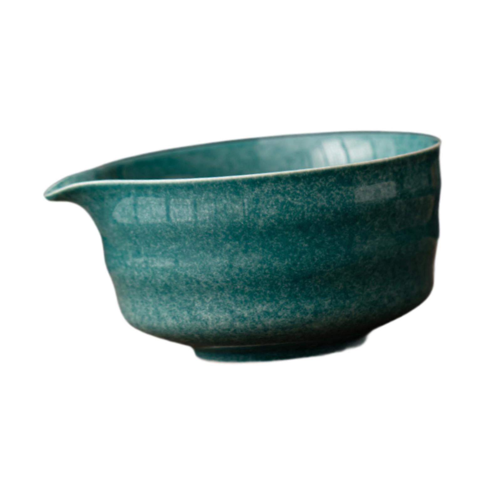 Ceramic Matcha Bowl Craft Porcelain Tea Bowl for Living Room Kitchen Desktop Dark Green
