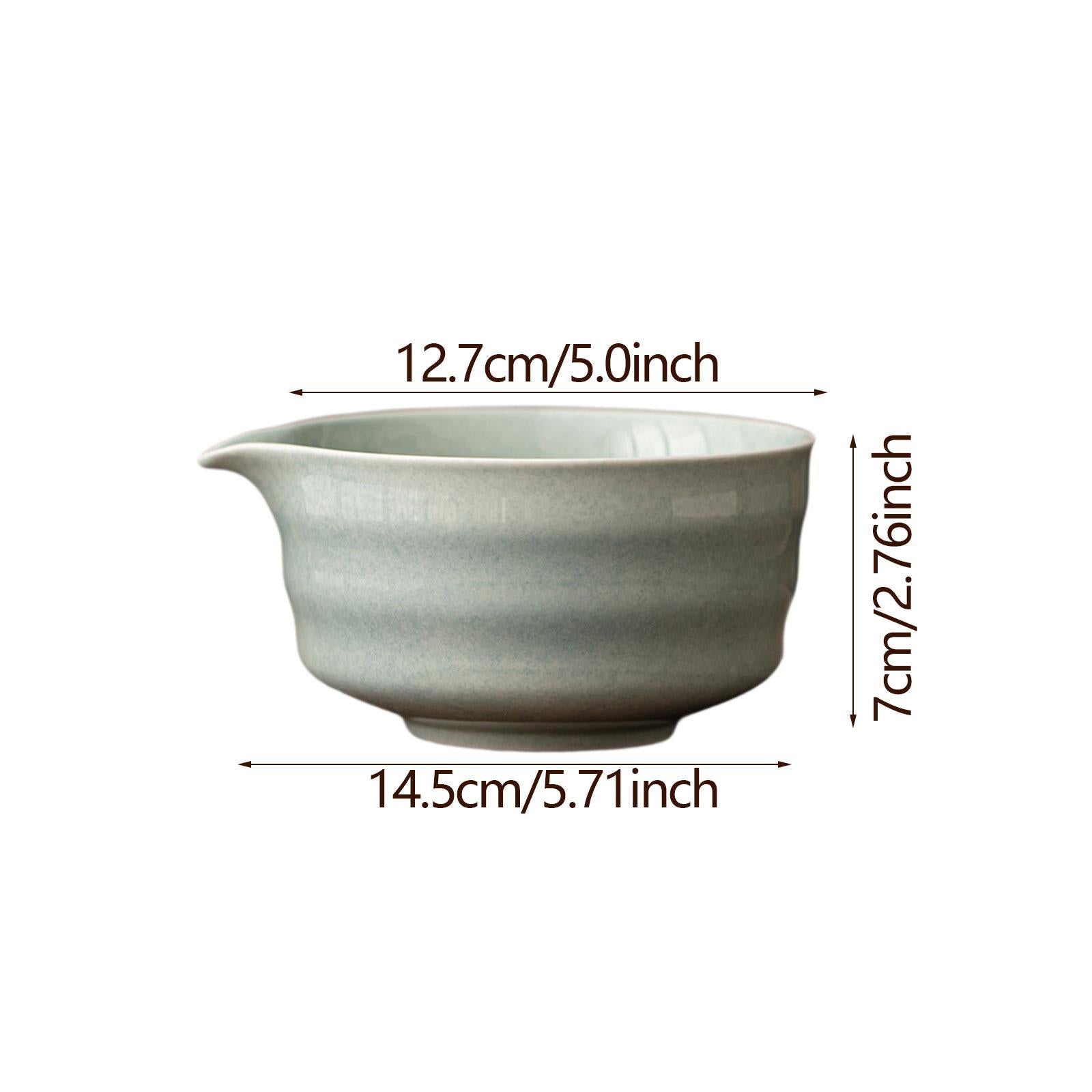 Ceramic Matcha Bowl Craft Porcelain Tea Bowl for Living Room Kitchen Desktop Light Green