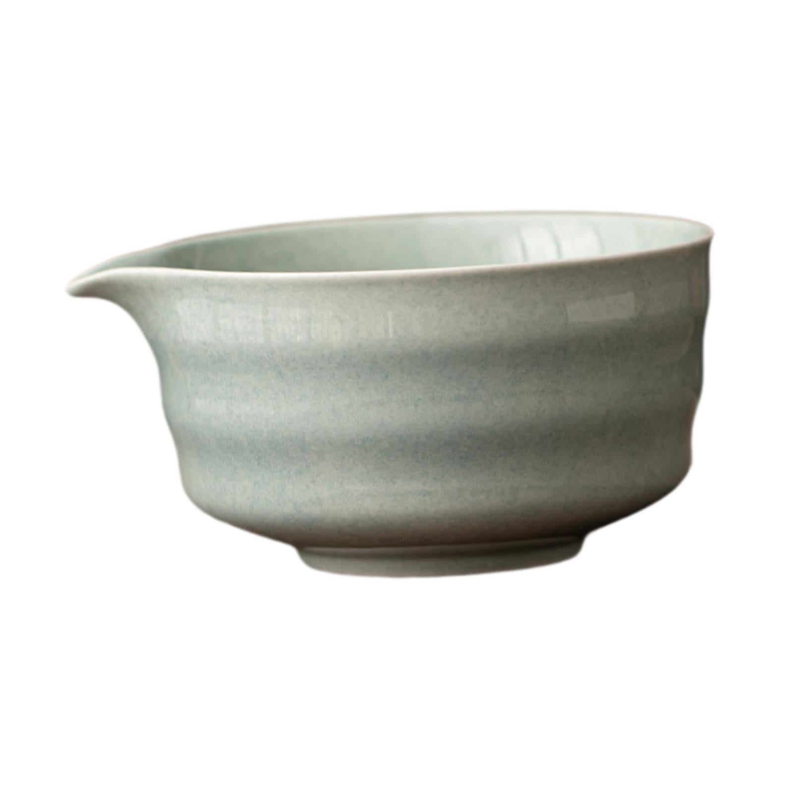 Ceramic Matcha Bowl Craft Porcelain Tea Bowl for Living Room Kitchen Desktop Light Green