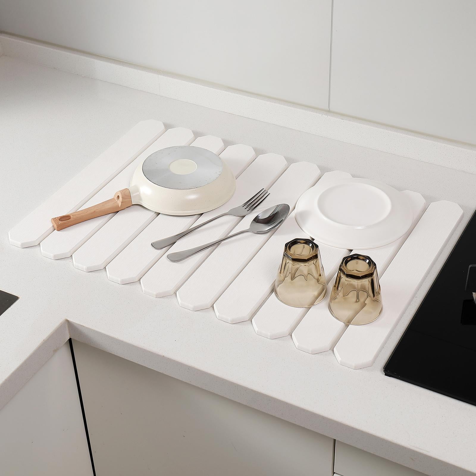 Stone Drying Mat for Kitchen Counter Large for Bathroom Household Countertop White