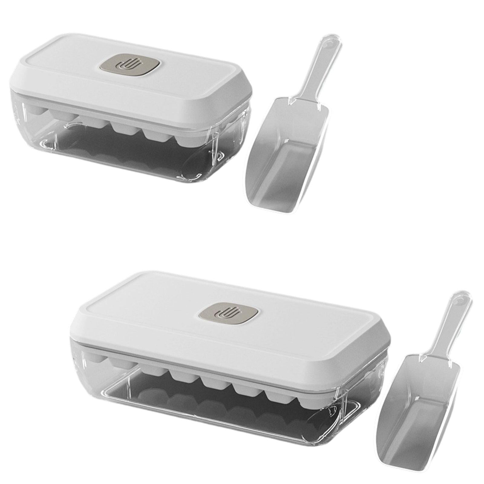 Ice Cube Tray with Lid and Bin Sleek Storage Box for Chocolate Beverage Dorm 18 Grids