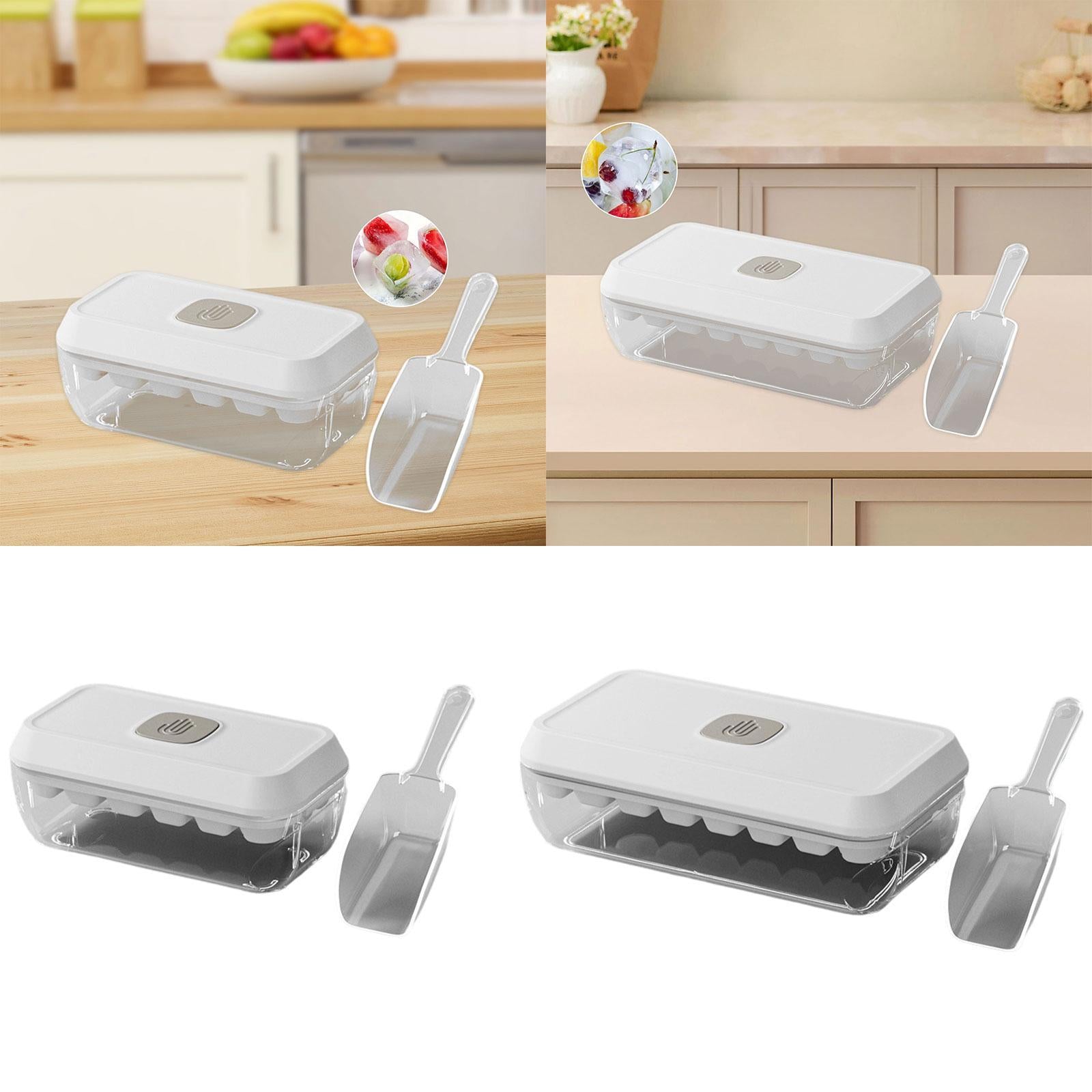 Ice Cube Tray with Lid and Bin Sleek Storage Box for Chocolate Beverage Dorm 18 Grids