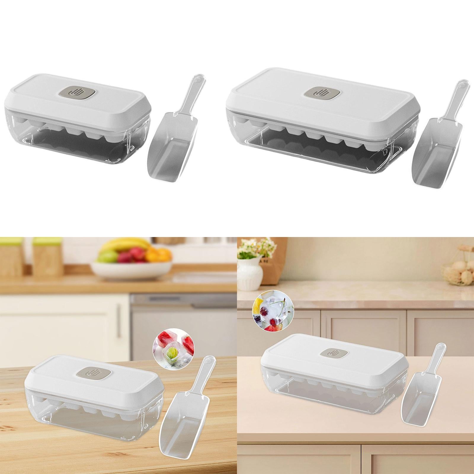 Ice Cube Tray with Lid and Bin Sleek Storage Box for Chocolate Beverage Dorm 18 Grids
