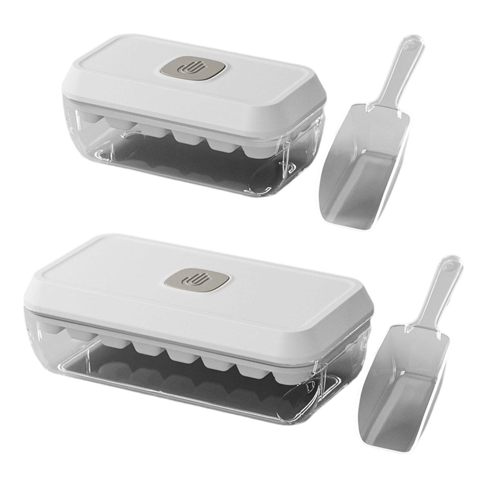 Ice Cube Tray with Lid and Bin Sleek Storage Box for Chocolate Beverage Dorm 18 Grids