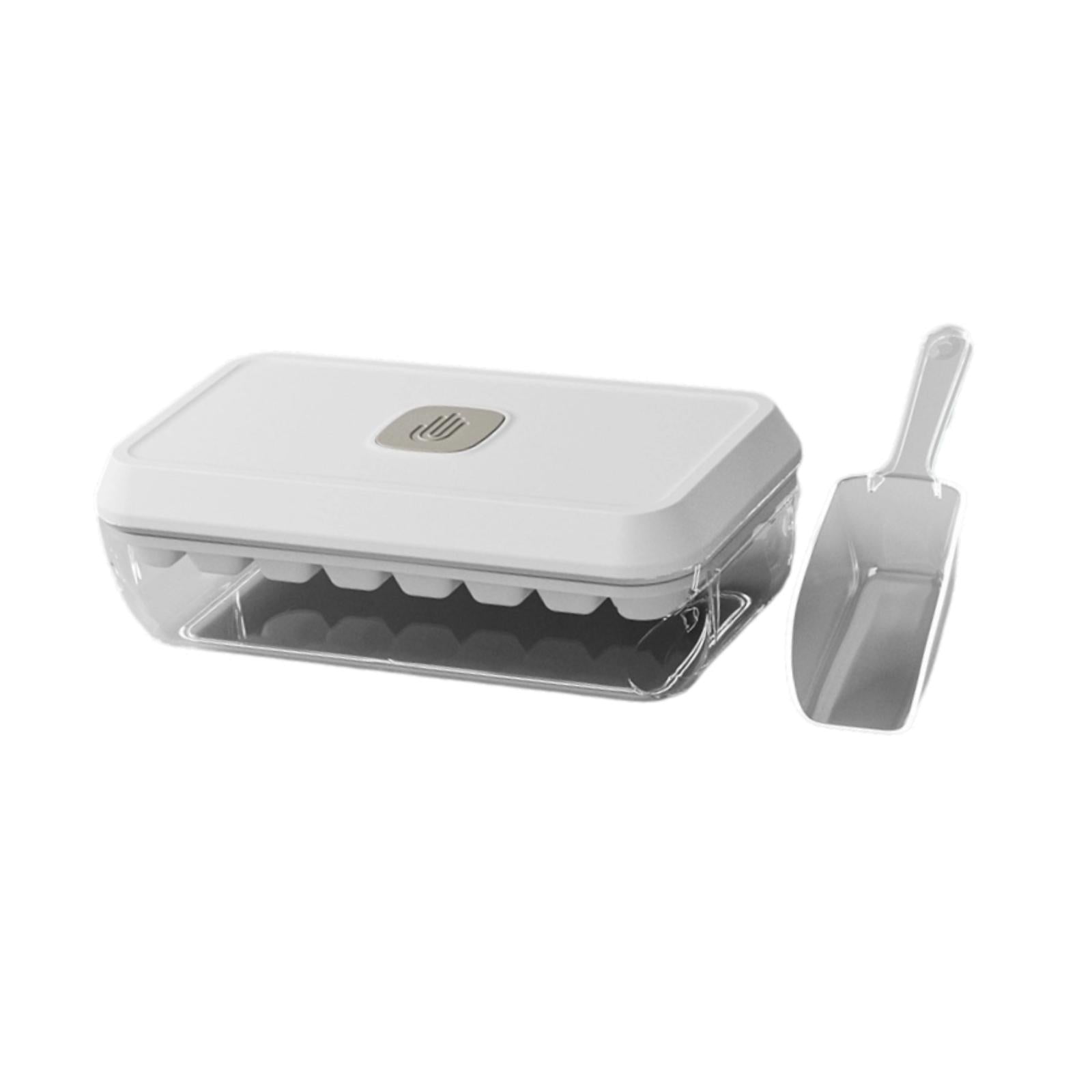 Ice Cube Tray with Lid and Bin Sleek Storage Box for Chocolate Beverage Dorm 32 Grids