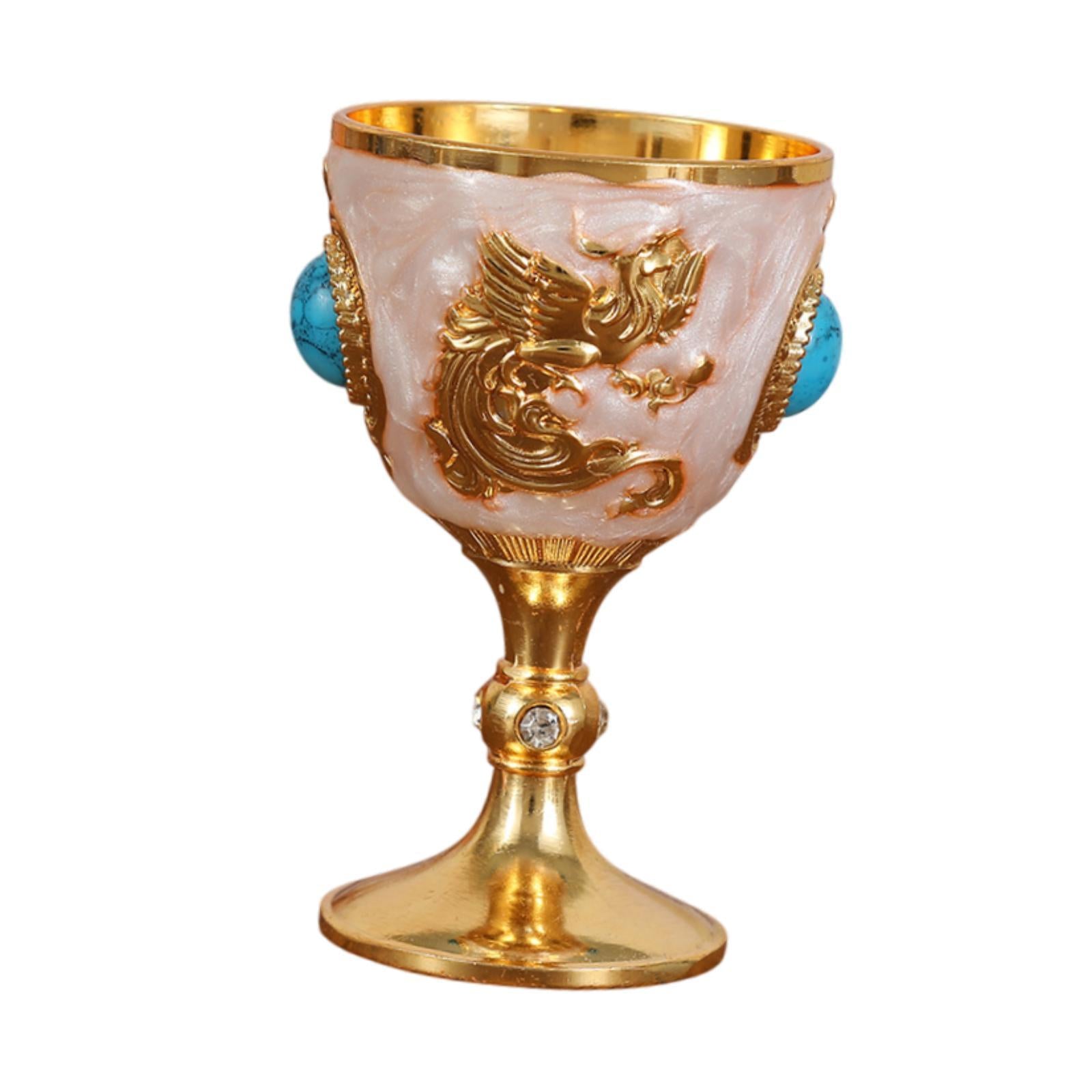 Mini Chalice Goblet Travel Souvenir Decorative Drinkware for Party Communion Gold B