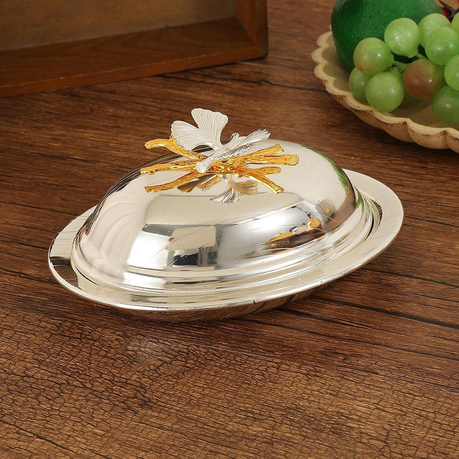 Snack Plate Multifunctional Platter Serving Tray for Hotels Home Dining Room Silver
