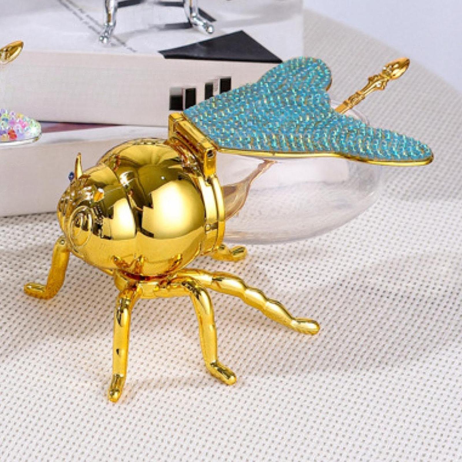 Bee Honey Pot Figurine Ornament Modern Spice Pot for Kitchen Festive Parties Gold and Green