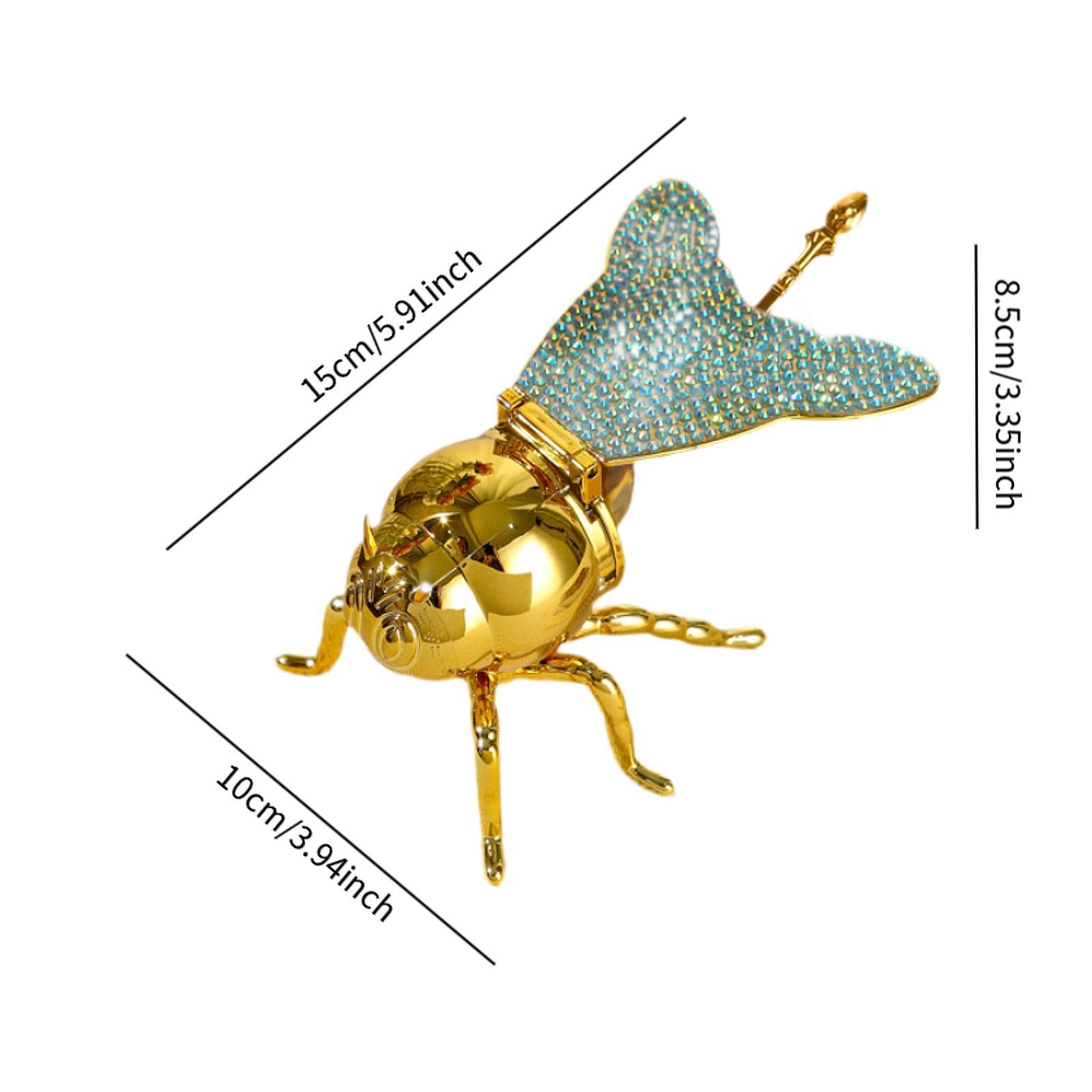 Bee Honey Pot Figurine Ornament Modern Spice Pot for Kitchen Festive Parties Gold and Green