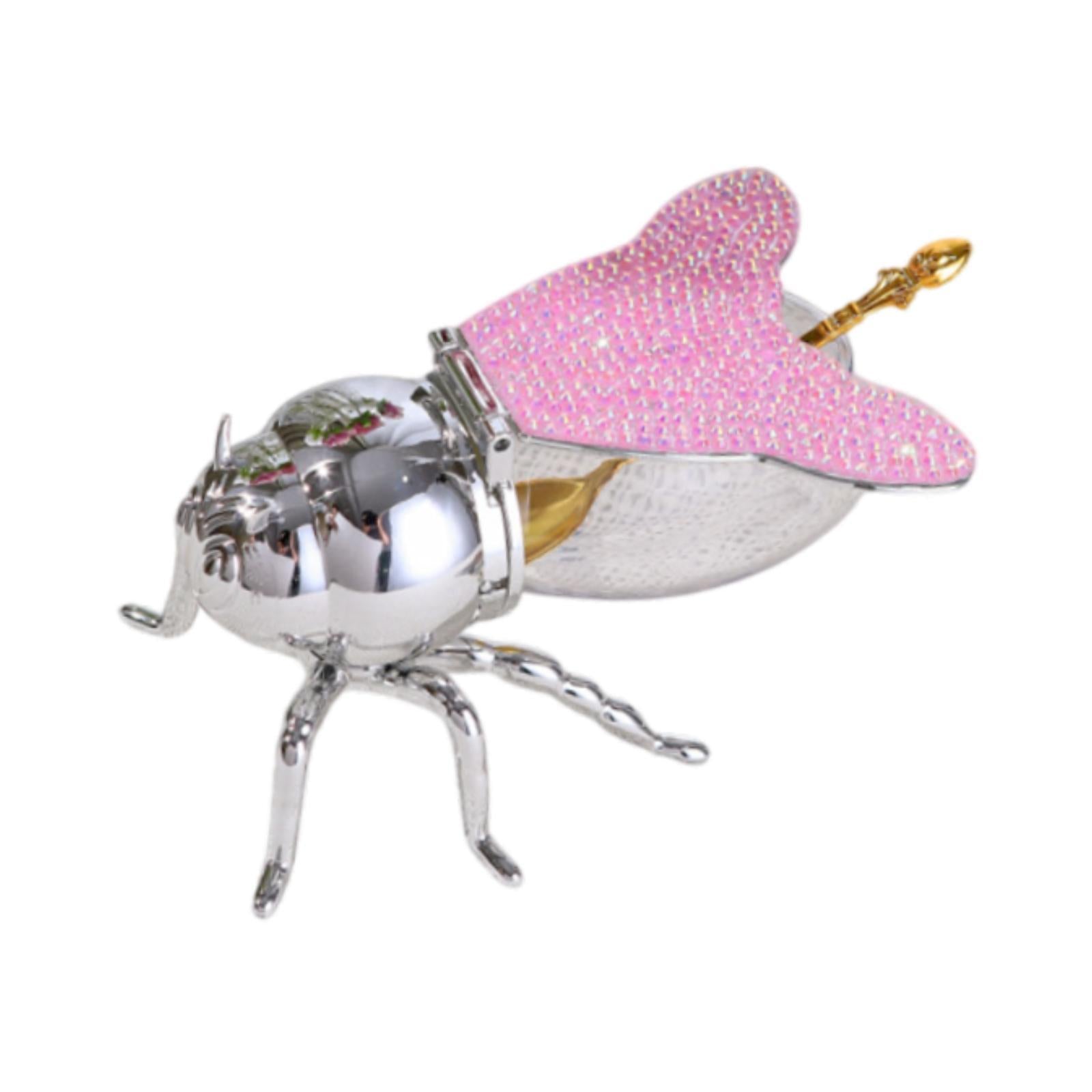 Bee Honey Pot Figurine Ornament Modern Spice Pot for Kitchen Festive Parties Argent pink