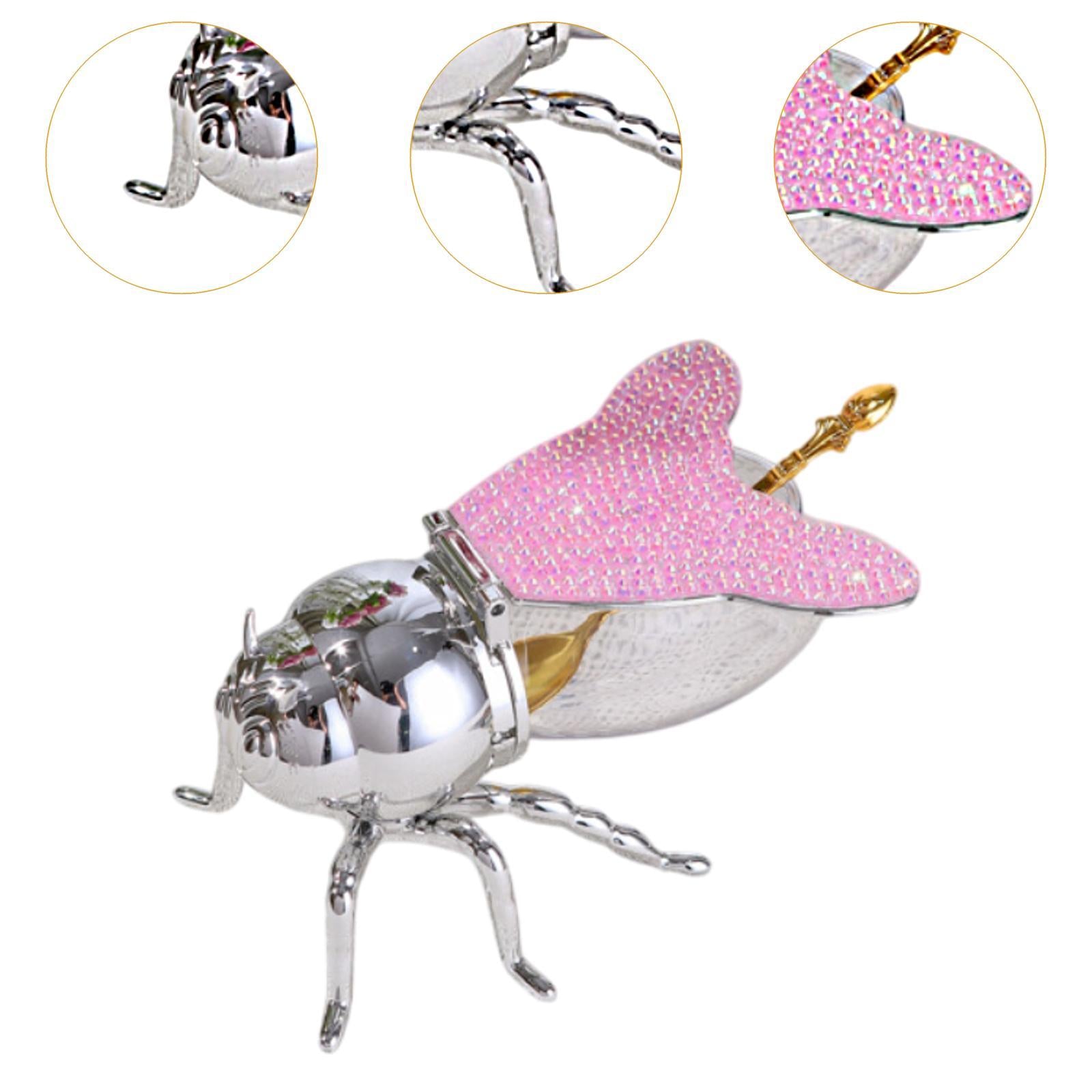 Bee Honey Pot Figurine Ornament Modern Spice Pot for Kitchen Festive Parties Argent pink