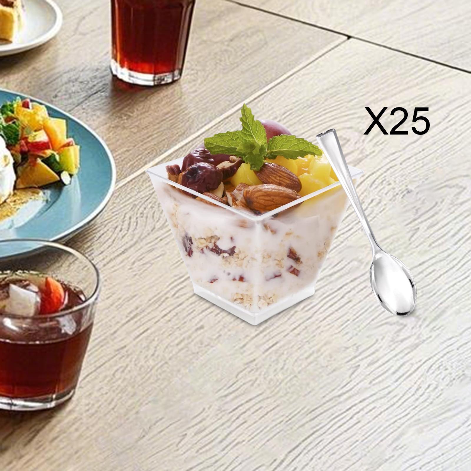 25x Dessert Cups Serving Bowls Small Appetizer Cups for Mousse Cakes Pudding