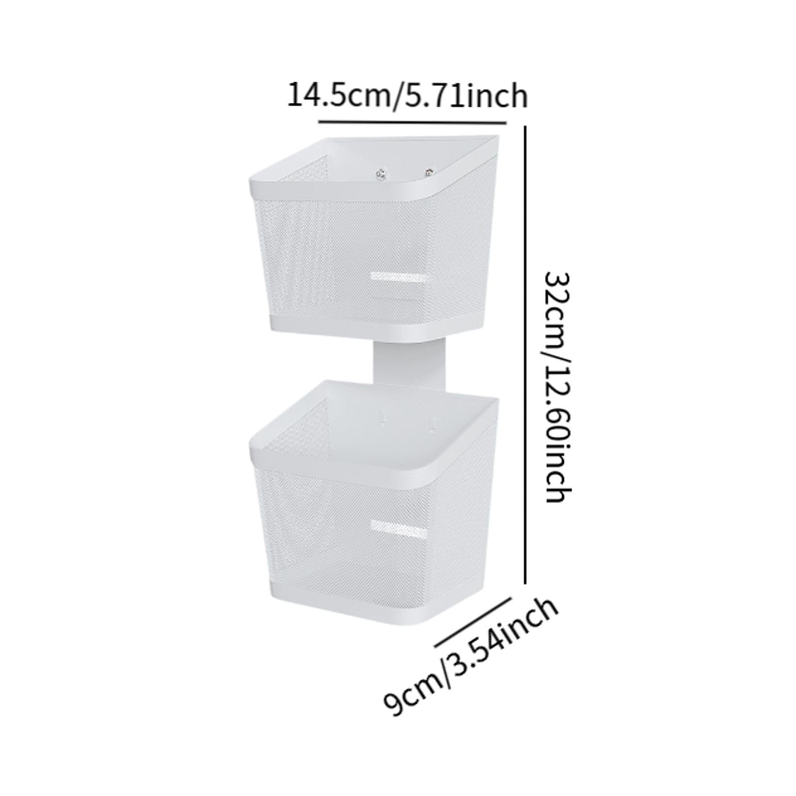 Hanging Wall Basket Minimalist Garlic Keeper for Bathroom Kitchen Restaurant Double Layer White