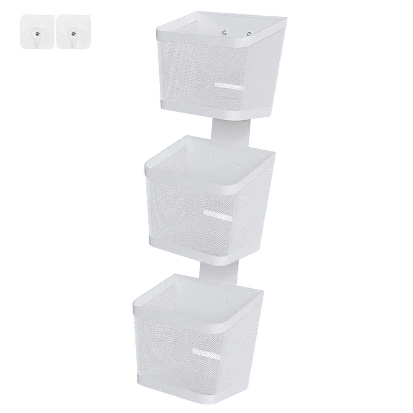 Hanging Wall Basket Minimalist Garlic Keeper for Bathroom Kitchen Restaurant Three Layer White