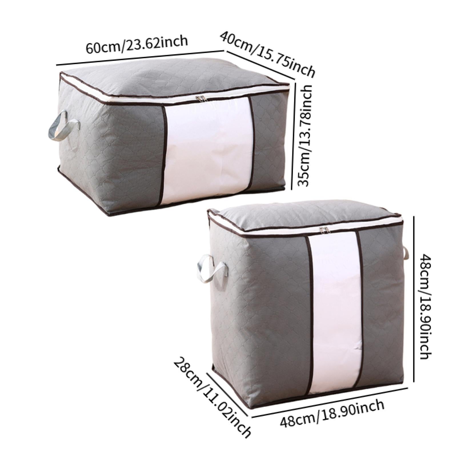 2Pcs Quilt Storage Bags with Zippers for Toys Bedding Accessories Bed Sheets Gray