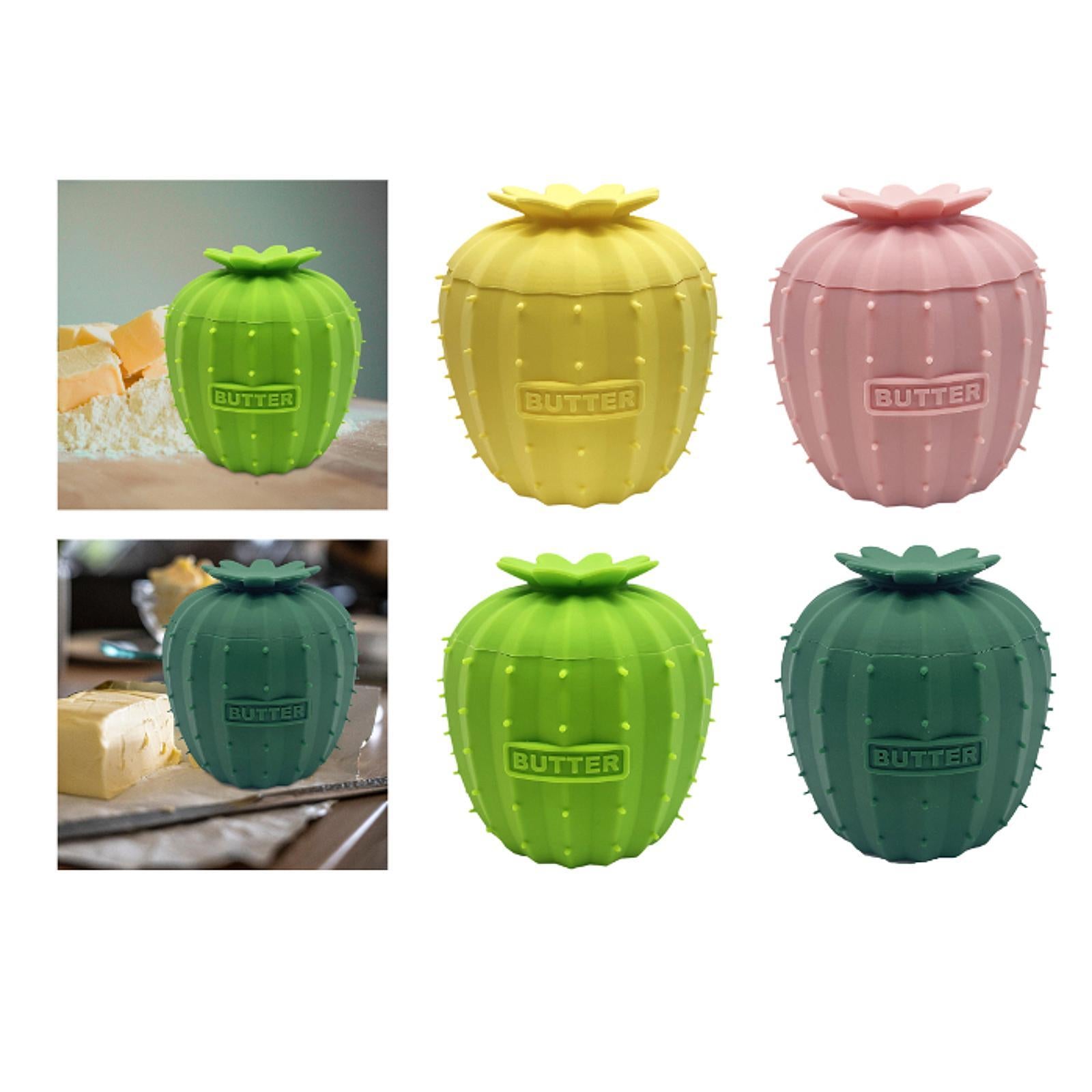 Butter Crock Cactus Shape Silicone Butter Dish for Cafe Restaurant Household Yellow