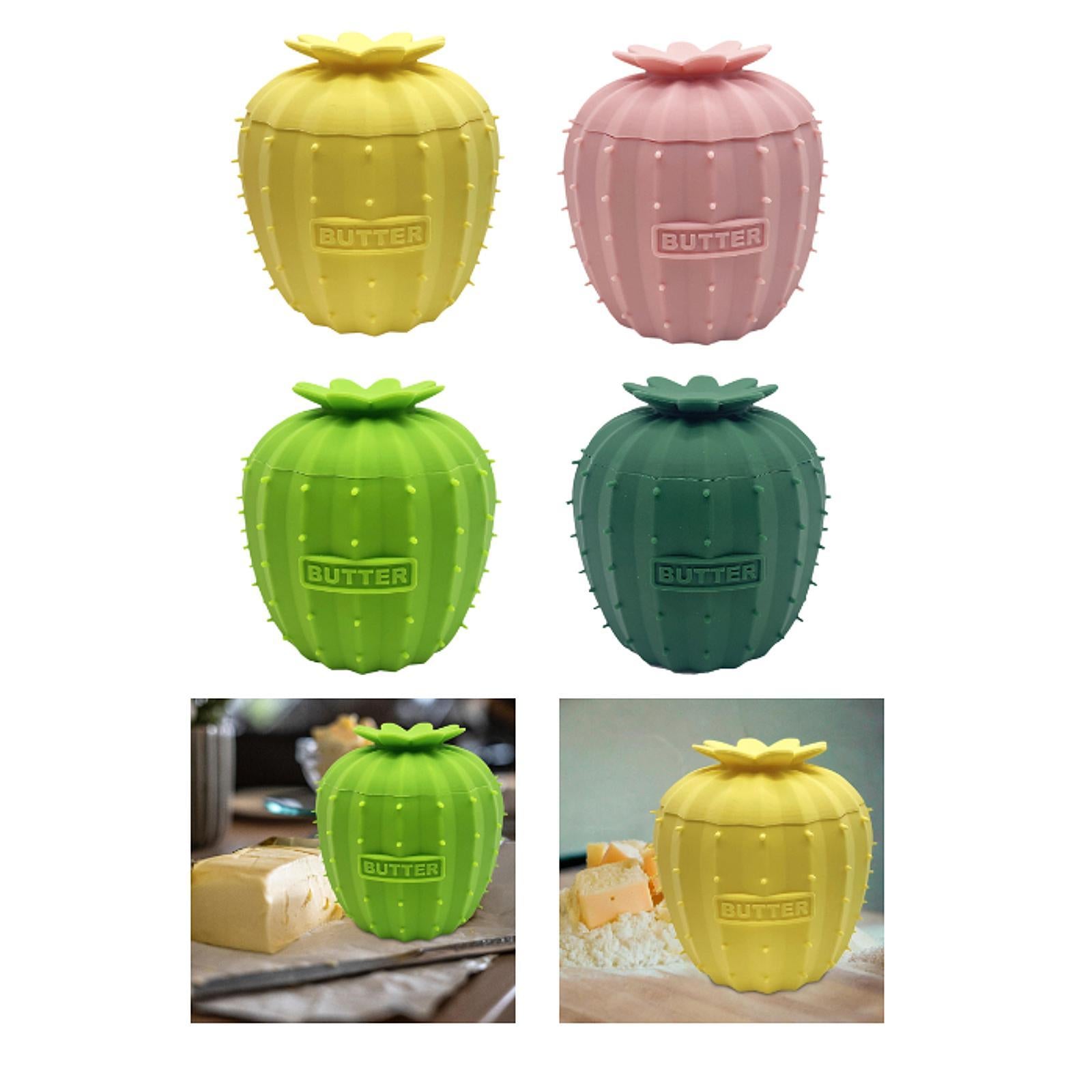 Butter Crock Cactus Shape Silicone Butter Dish for Cafe Restaurant Household Yellow
