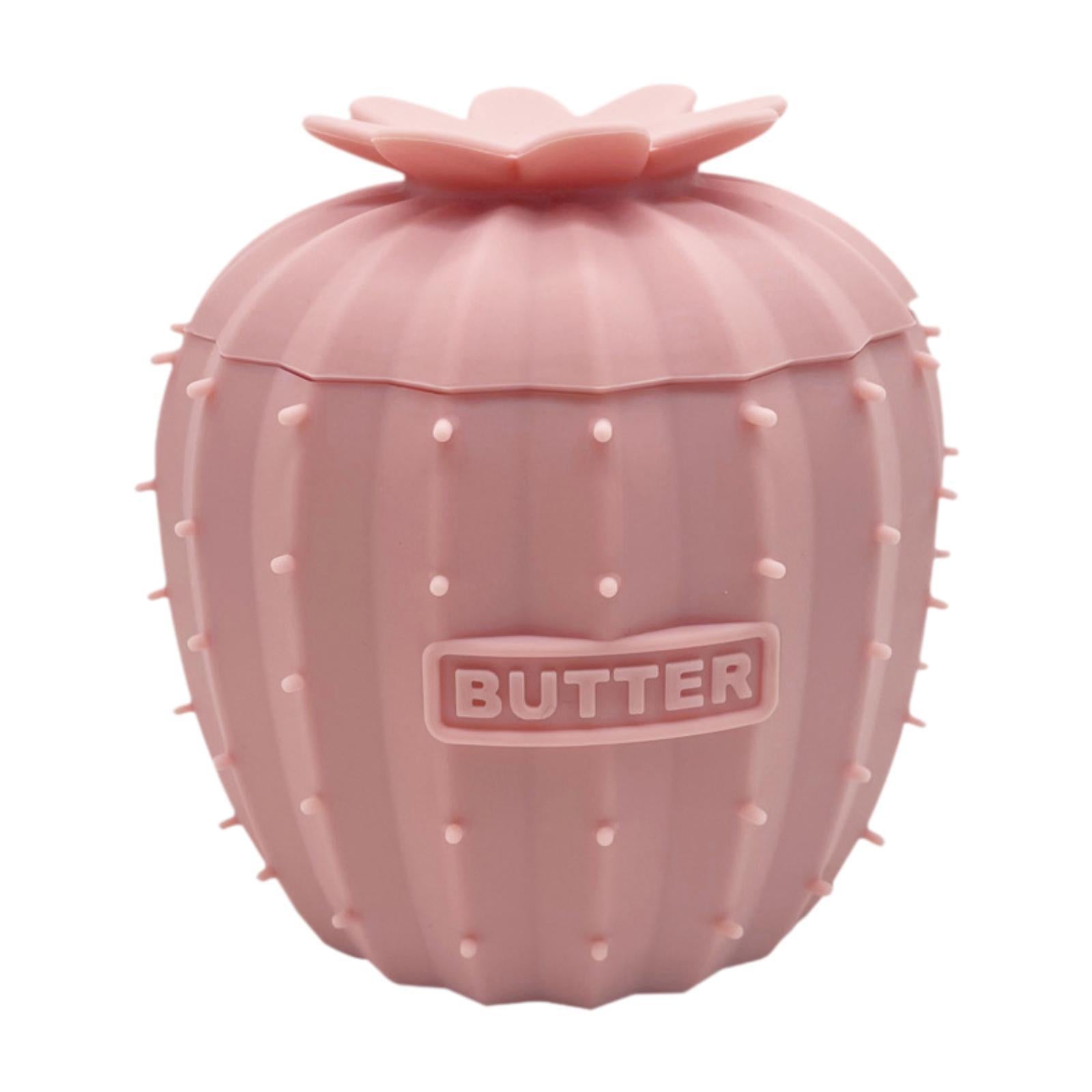 Butter Crock Cactus Shape Silicone Butter Dish for Cafe Restaurant Household Pink
