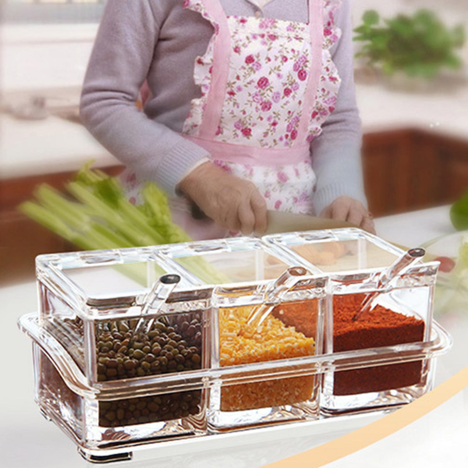 Clear Seasoning Box Seasoning Storage Container for Dining Room Camping Home