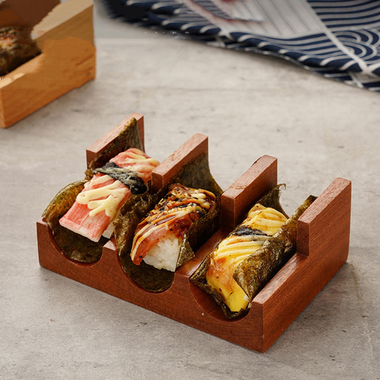 Wood Sushi Holder Sushi Hand Roll Holder for Tabletop Party Supplies Sashimi 3 Grid