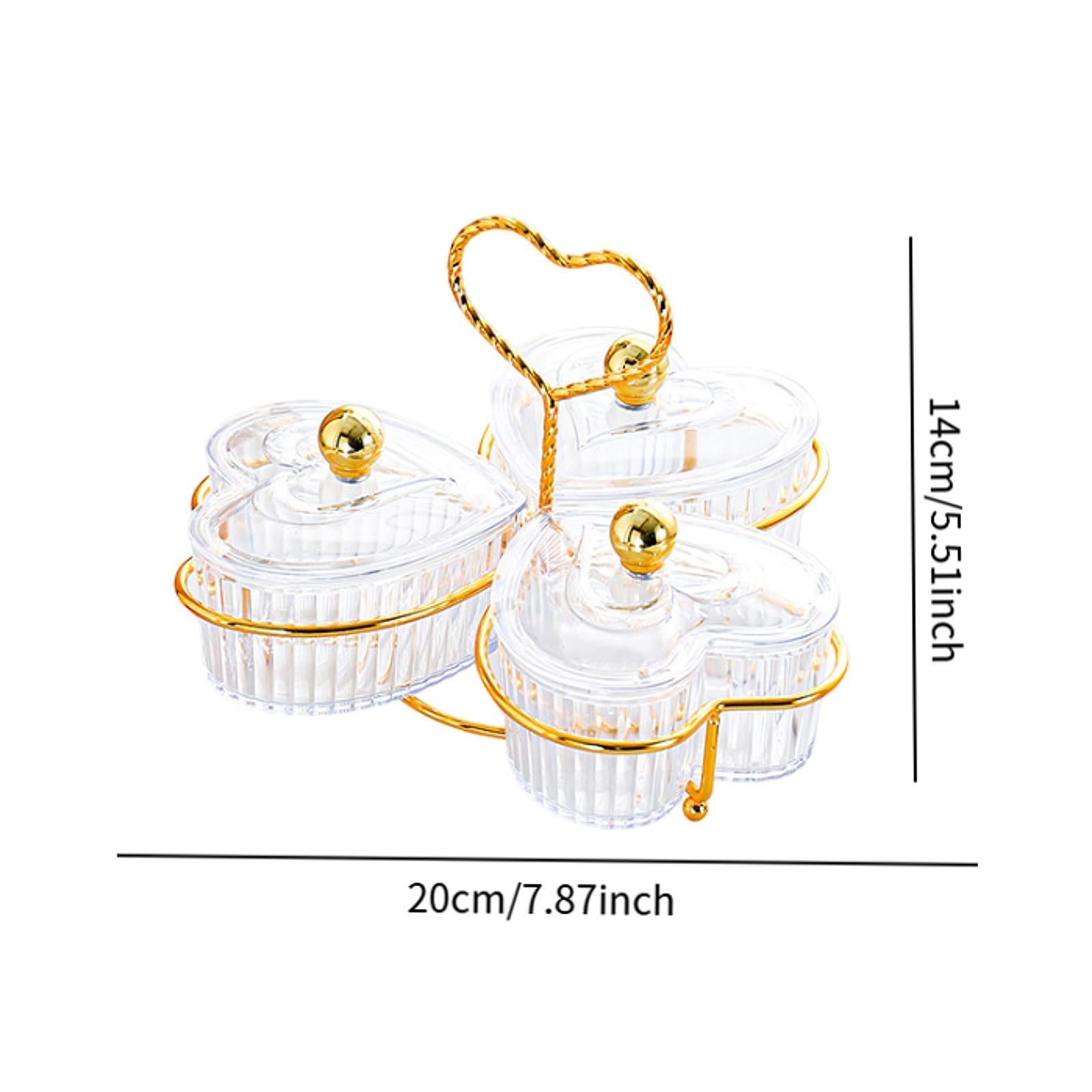 Divided Serving Trays Decorative Snack Platters for Dessert Chip Cookies Clear 3 Bowls