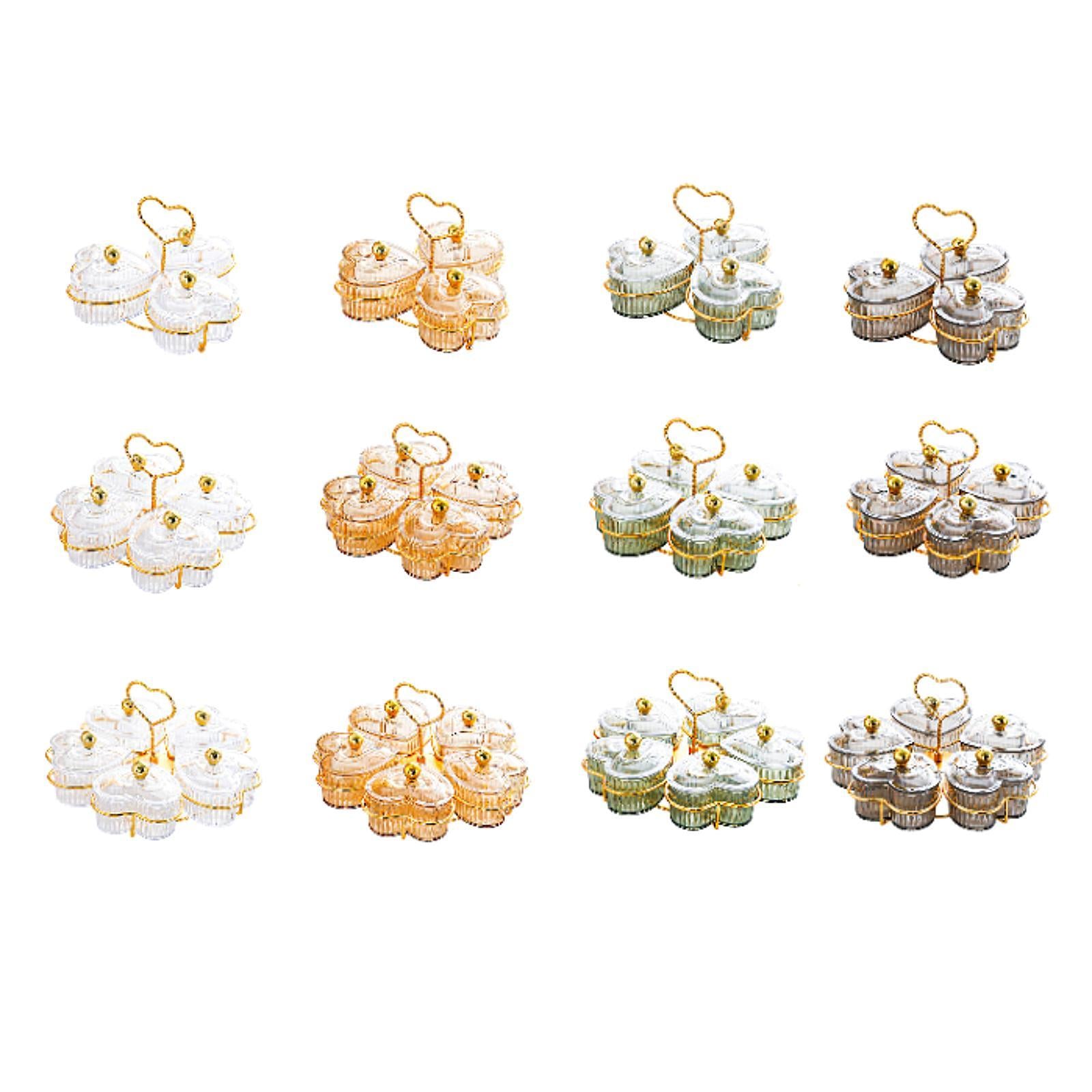 Divided Serving Trays Decorative Snack Platters for Dessert Chip Cookies Clear 3 Bowls