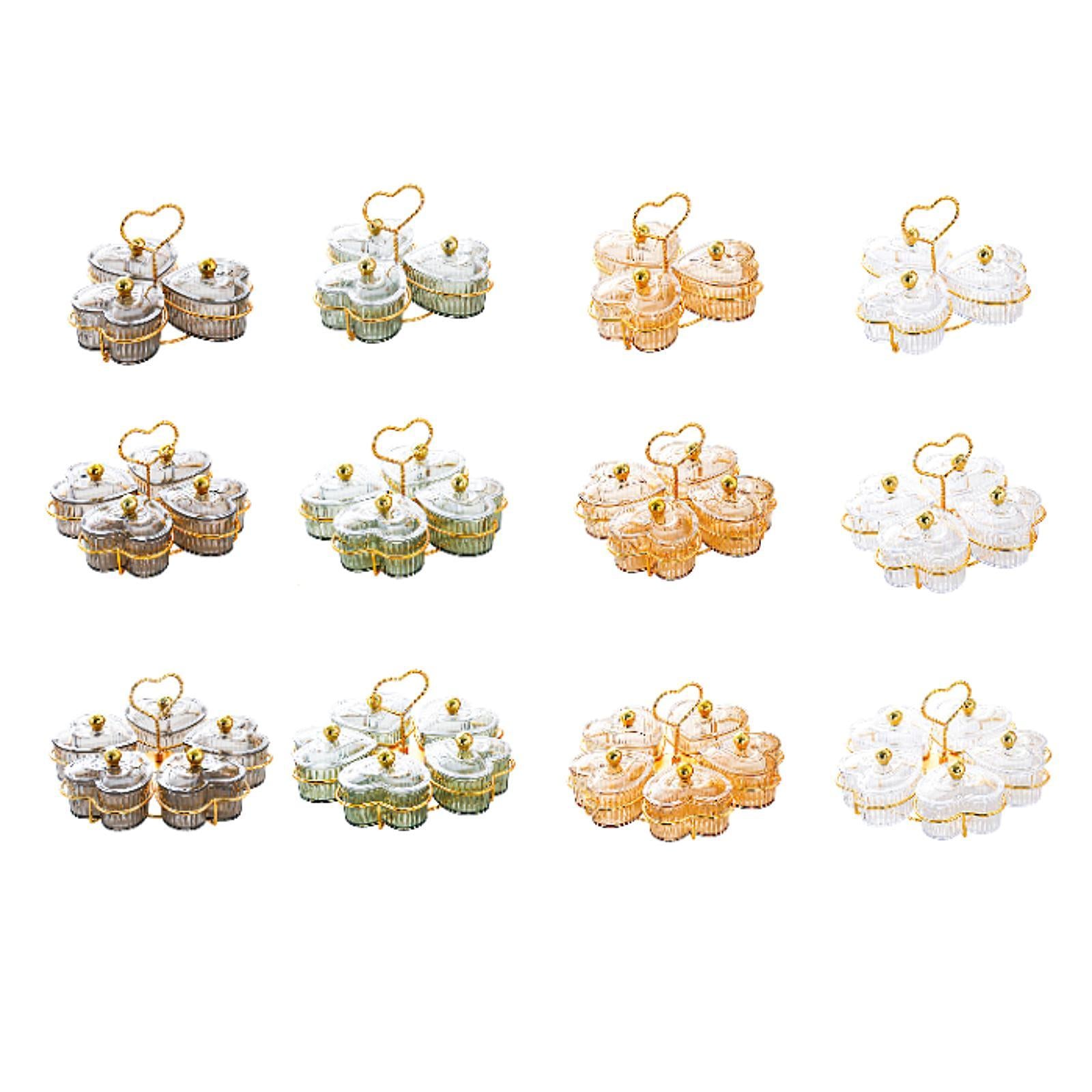 Divided Serving Trays Decorative Snack Platters for Dessert Chip Cookies Clear 3 Bowls