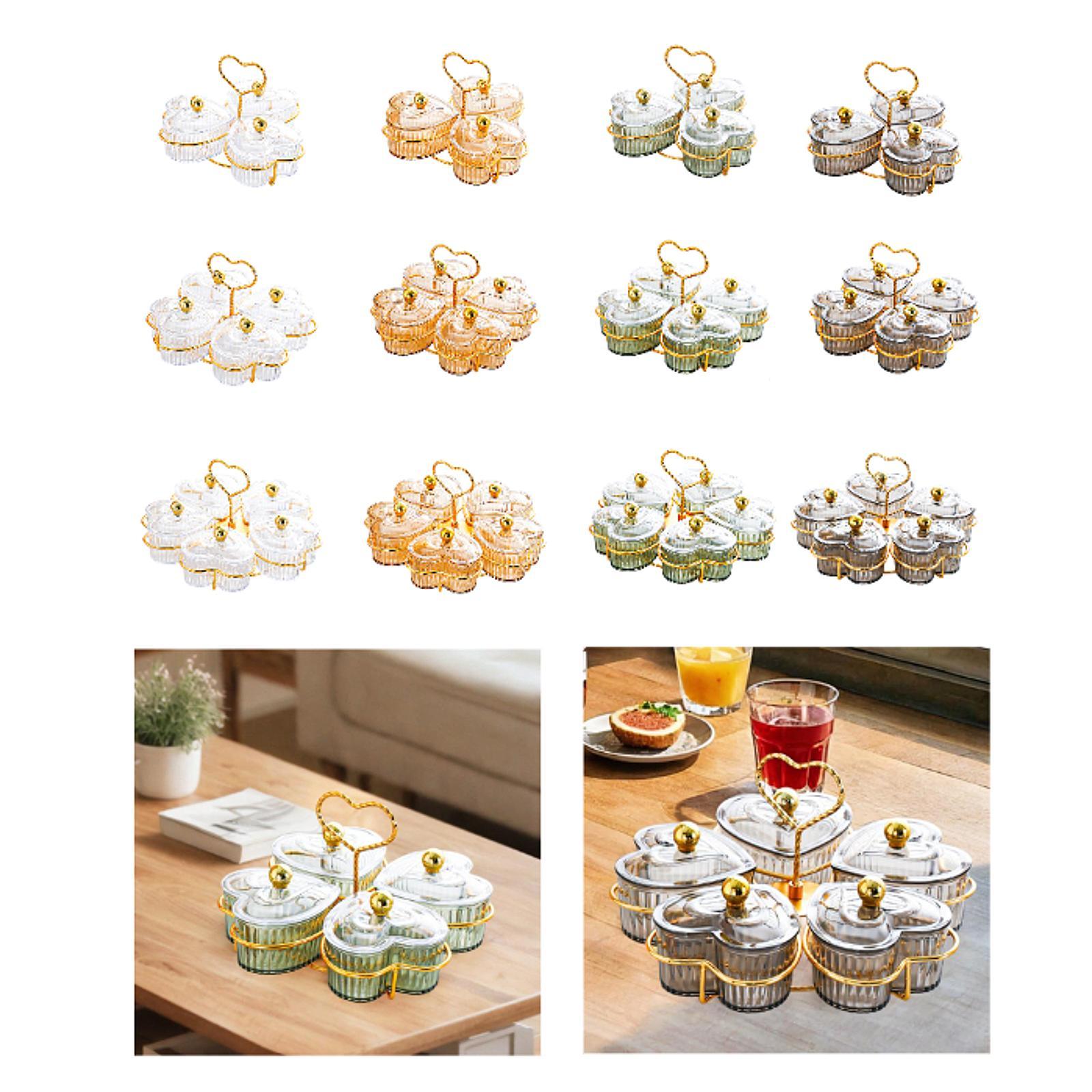 Divided Serving Trays Decorative Snack Platters for Dessert Chip Cookies Clear 3 Bowls