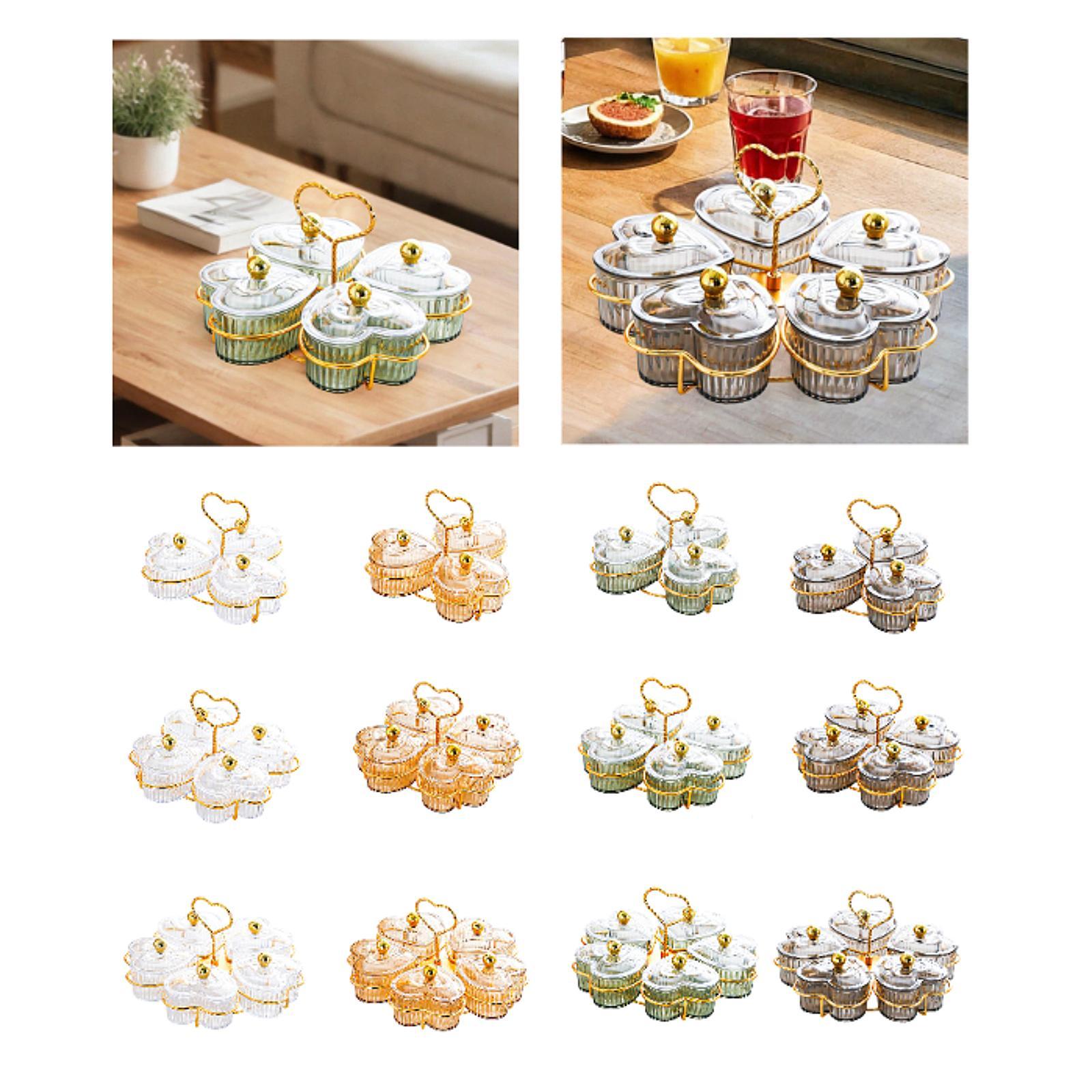 Divided Serving Trays Decorative Snack Platters for Dessert Chip Cookies Clear 3 Bowls