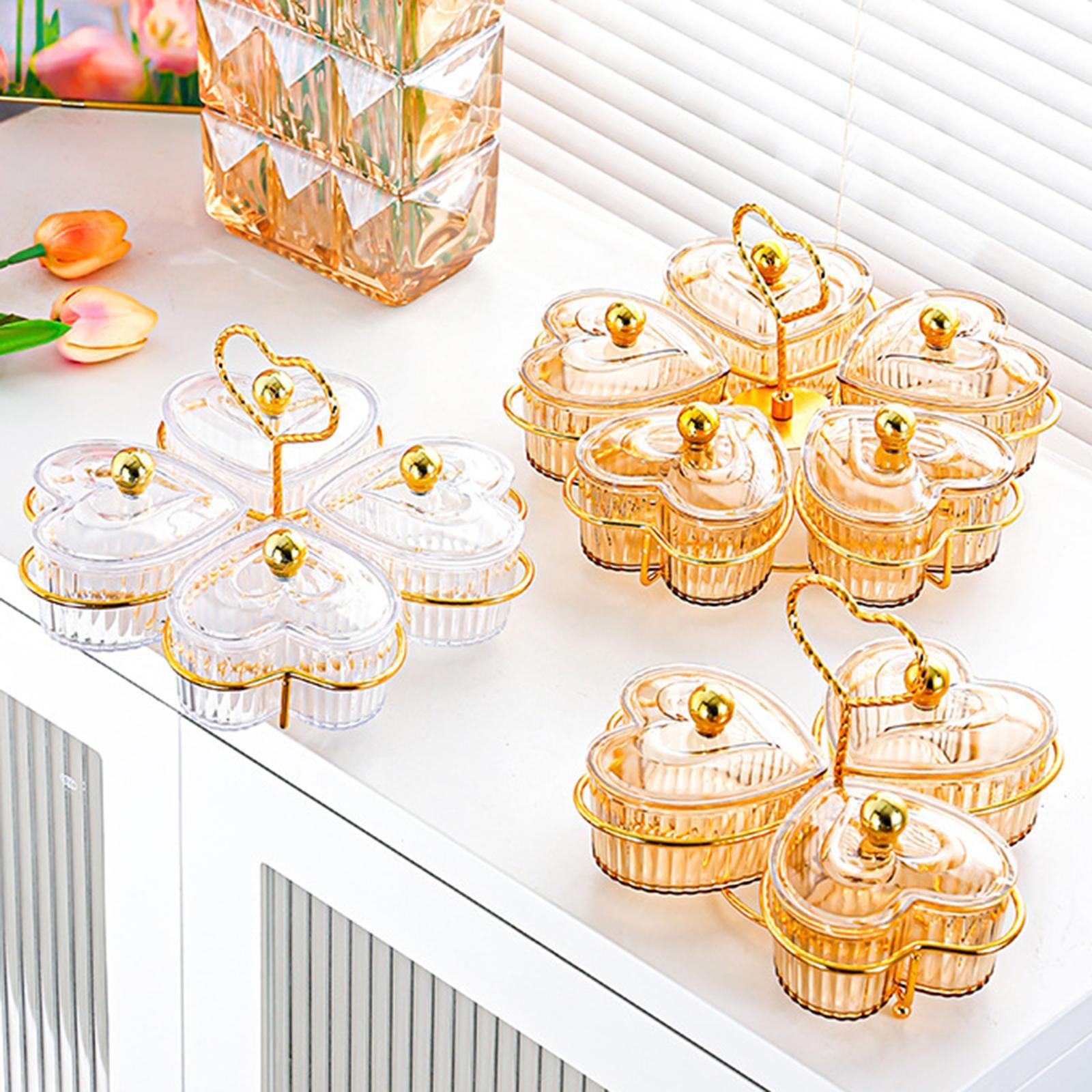 Divided Serving Trays Decorative Snack Platters for Dessert Chip Cookies Orange 3 Bowls