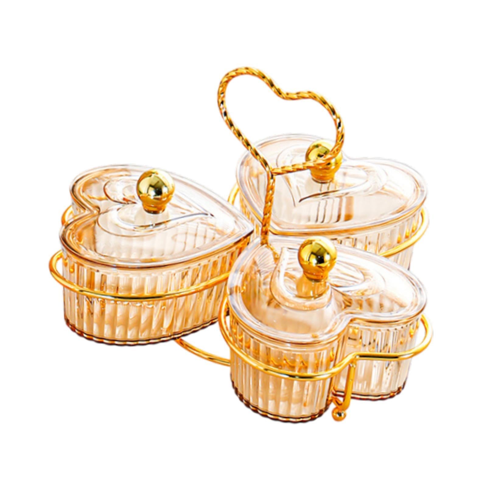 Divided Serving Trays Decorative Snack Platters for Dessert Chip Cookies Orange 3 Bowls