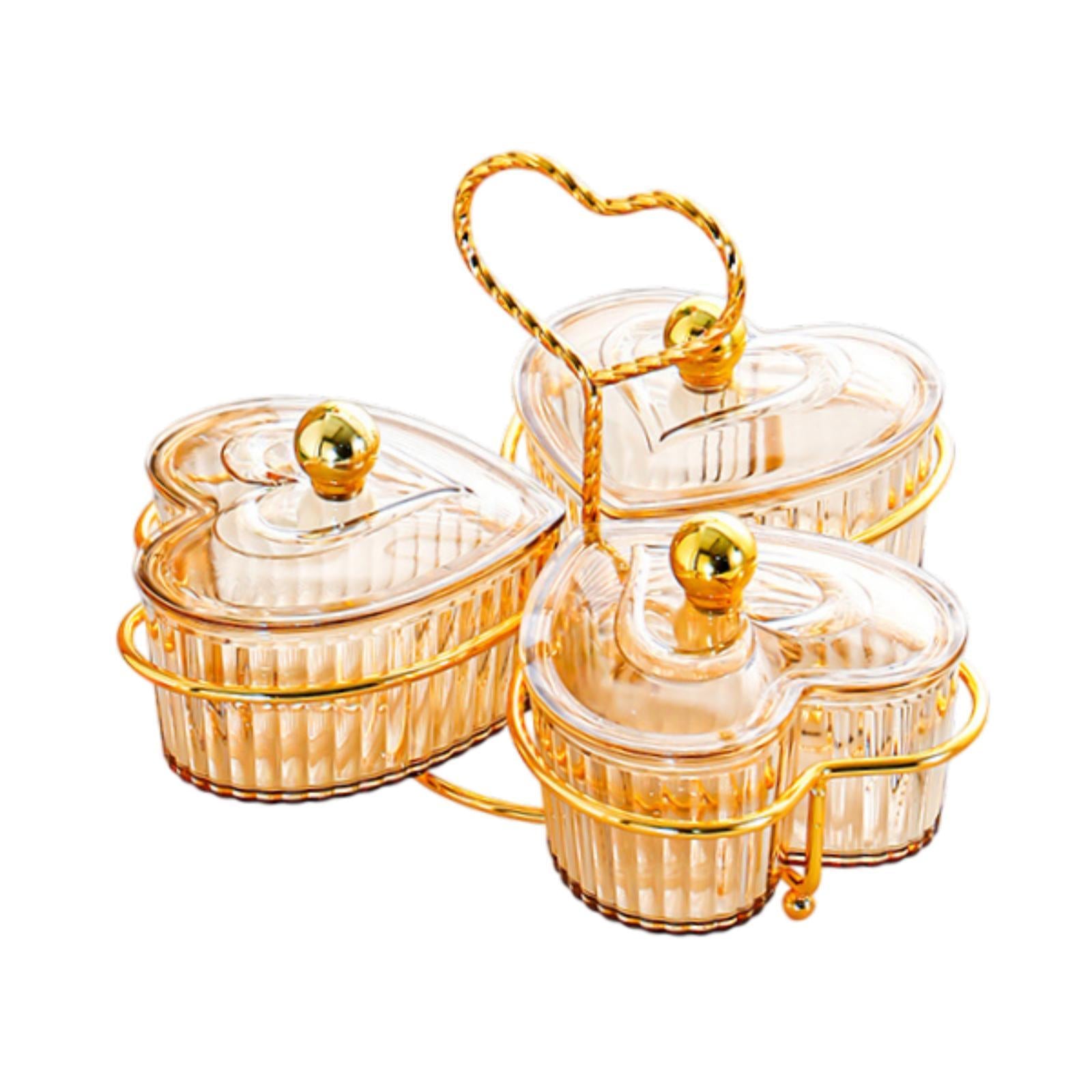 Divided Serving Trays Decorative Snack Platters for Dessert Chip Cookies Orange 3 Bowls