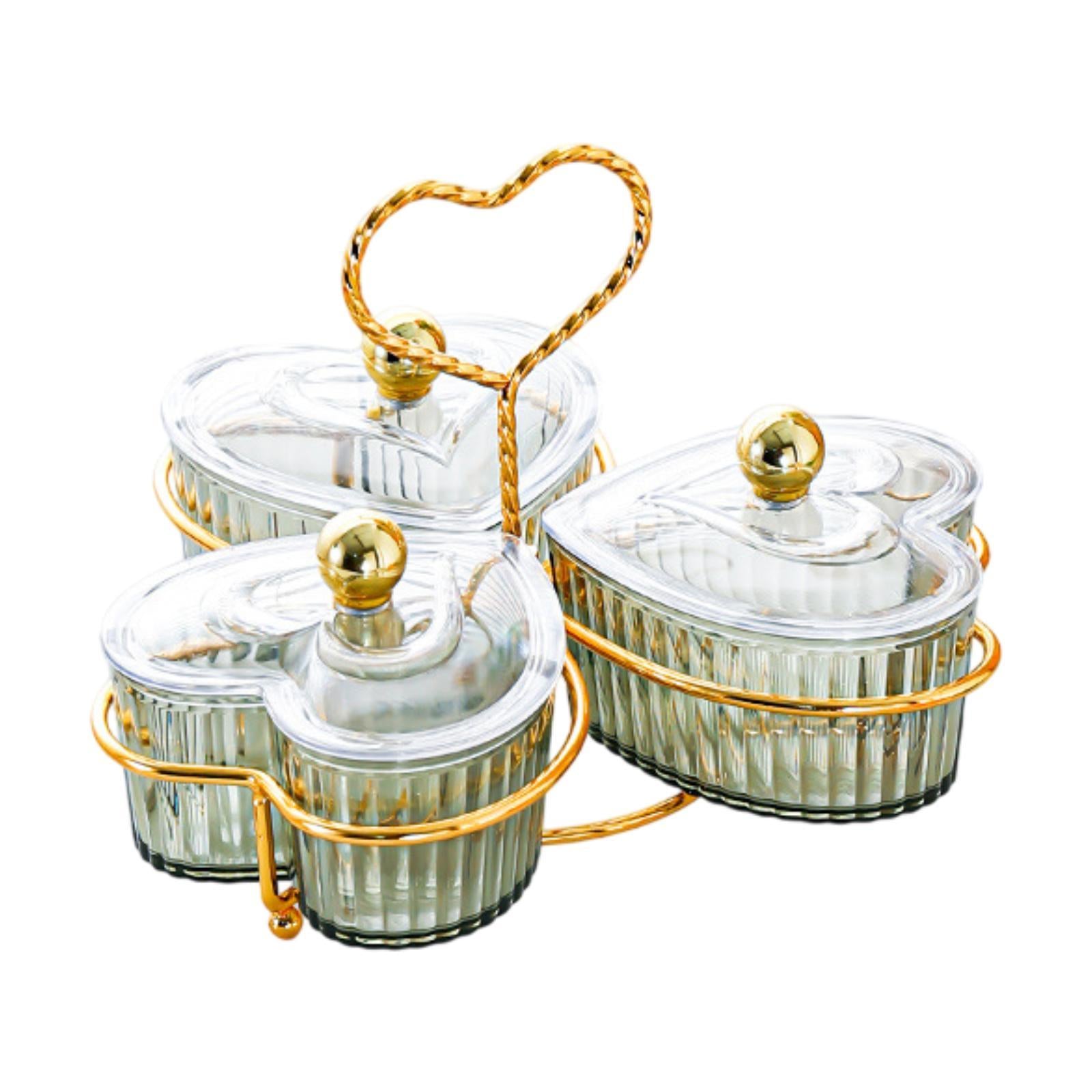 Divided Serving Trays Decorative Snack Platters for Dessert Chip Cookies Green 3 Bowls