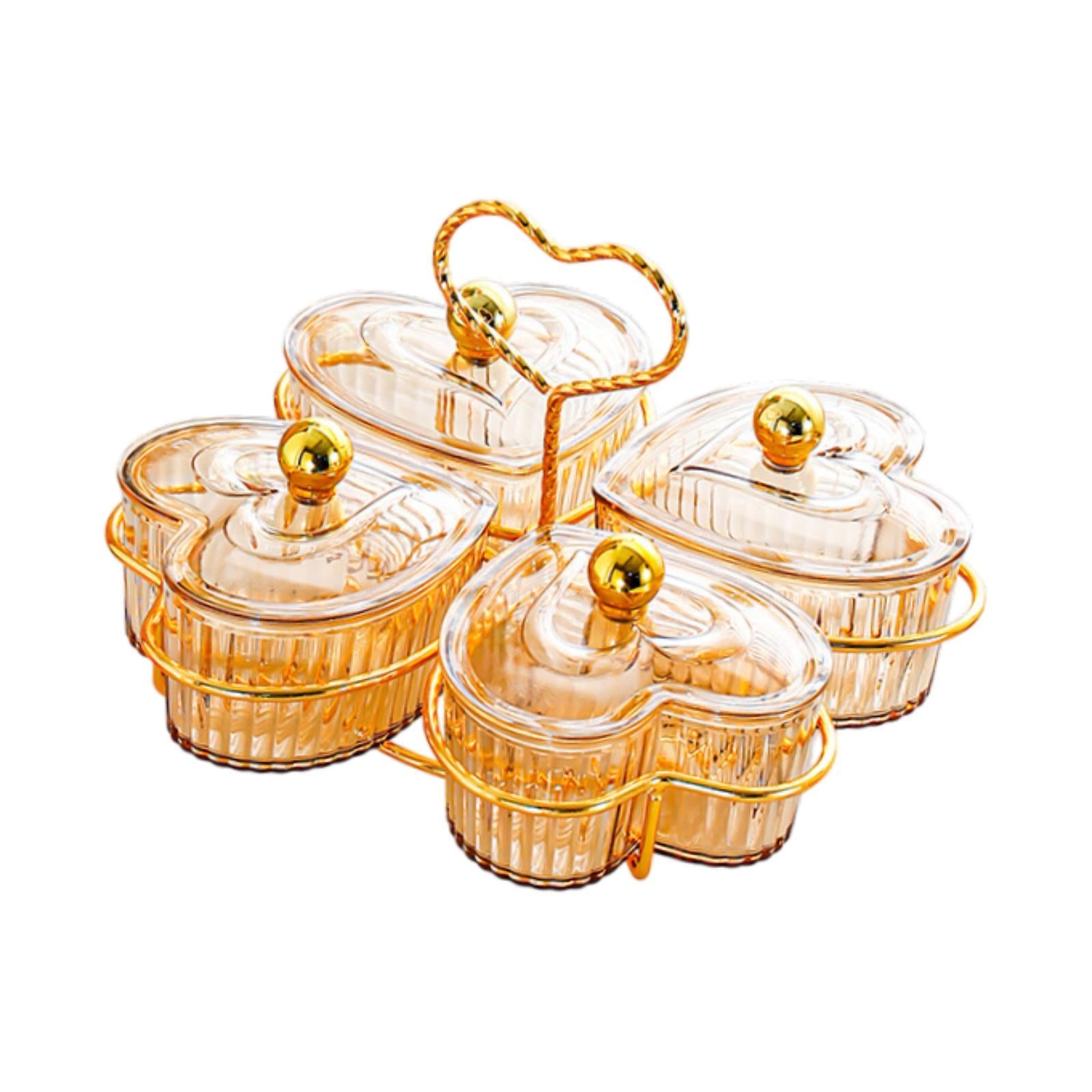 Divided Serving Trays Decorative Snack Platters for Dessert Chip Cookies Orange 4 Bowls
