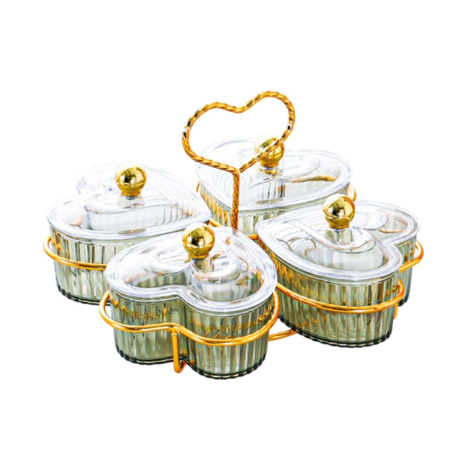 Divided Serving Trays Decorative Snack Platters for Dessert Chip Cookies Green 4 Bowls